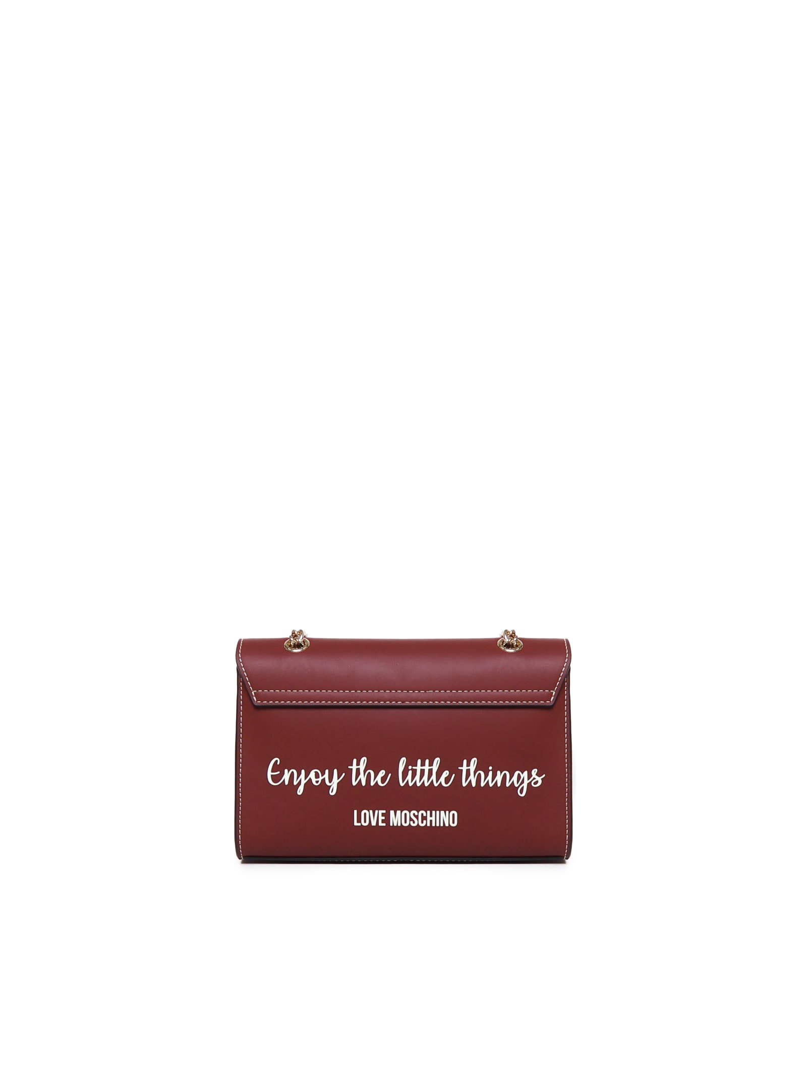 Shop Love Moschino Letter Pochette Shoulder Bag In Wine