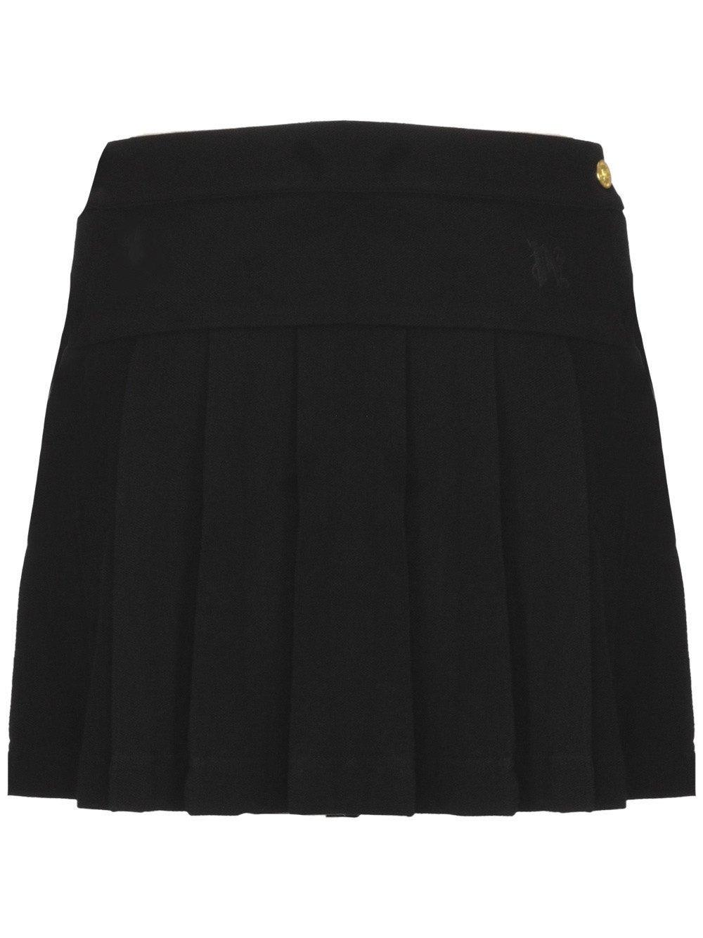 Shop Palm Angels Monogram-embroidered Low-rise Mini Skirt In Black