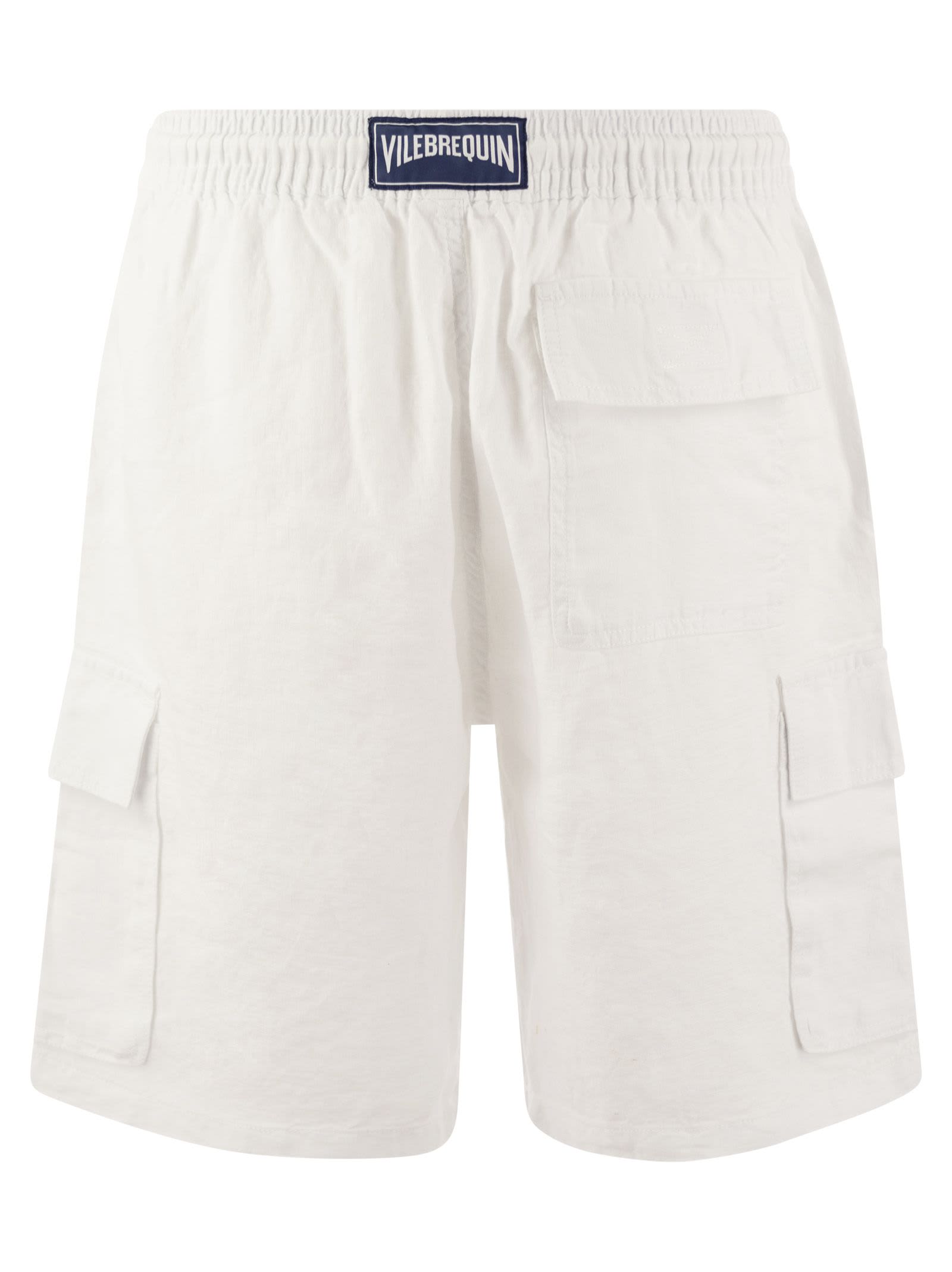 Shop Vilebrequin Linen Cargo Bermuda Shorts In White