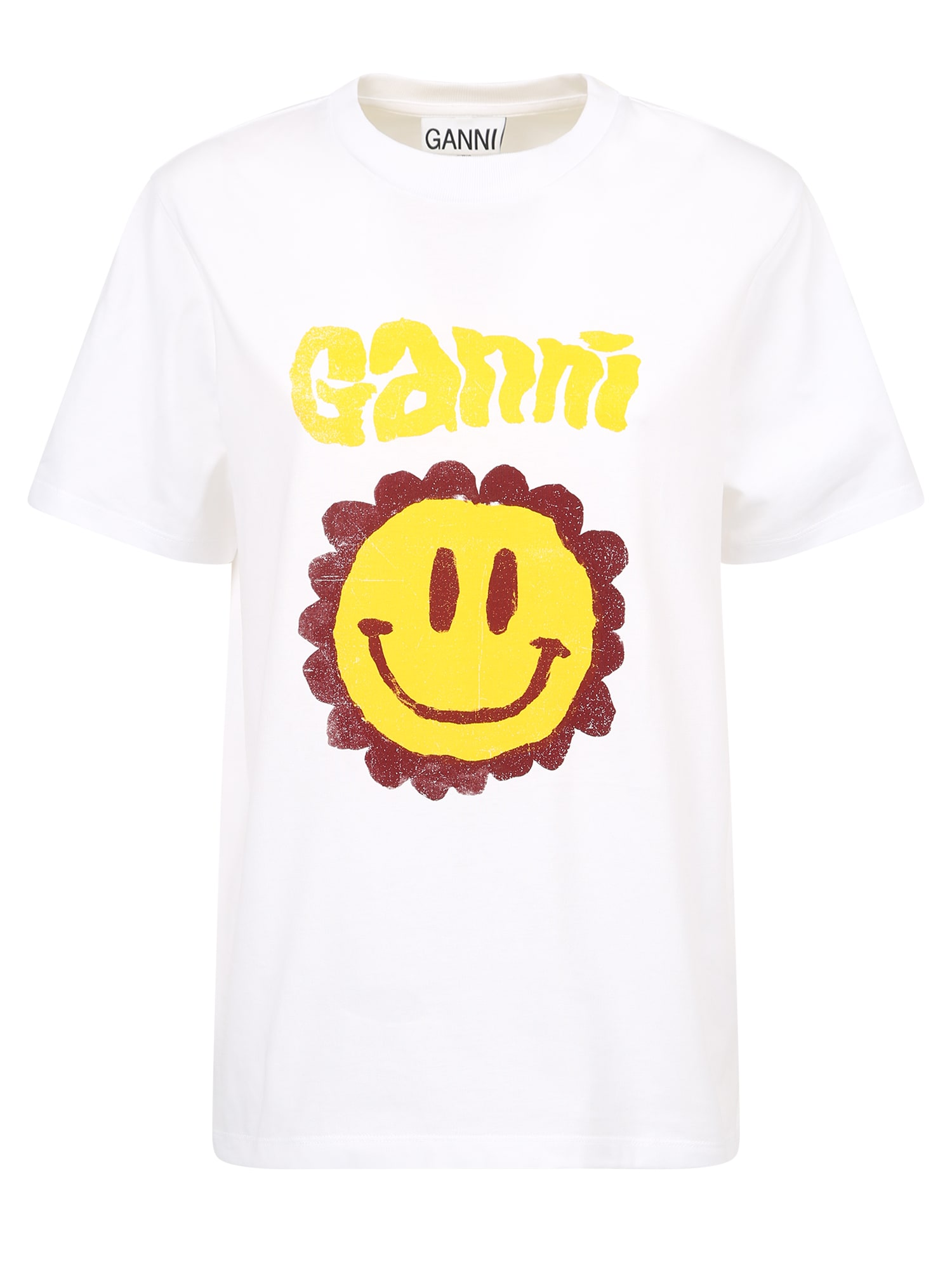 Ganni T-shirt Smile In White | ModeSens