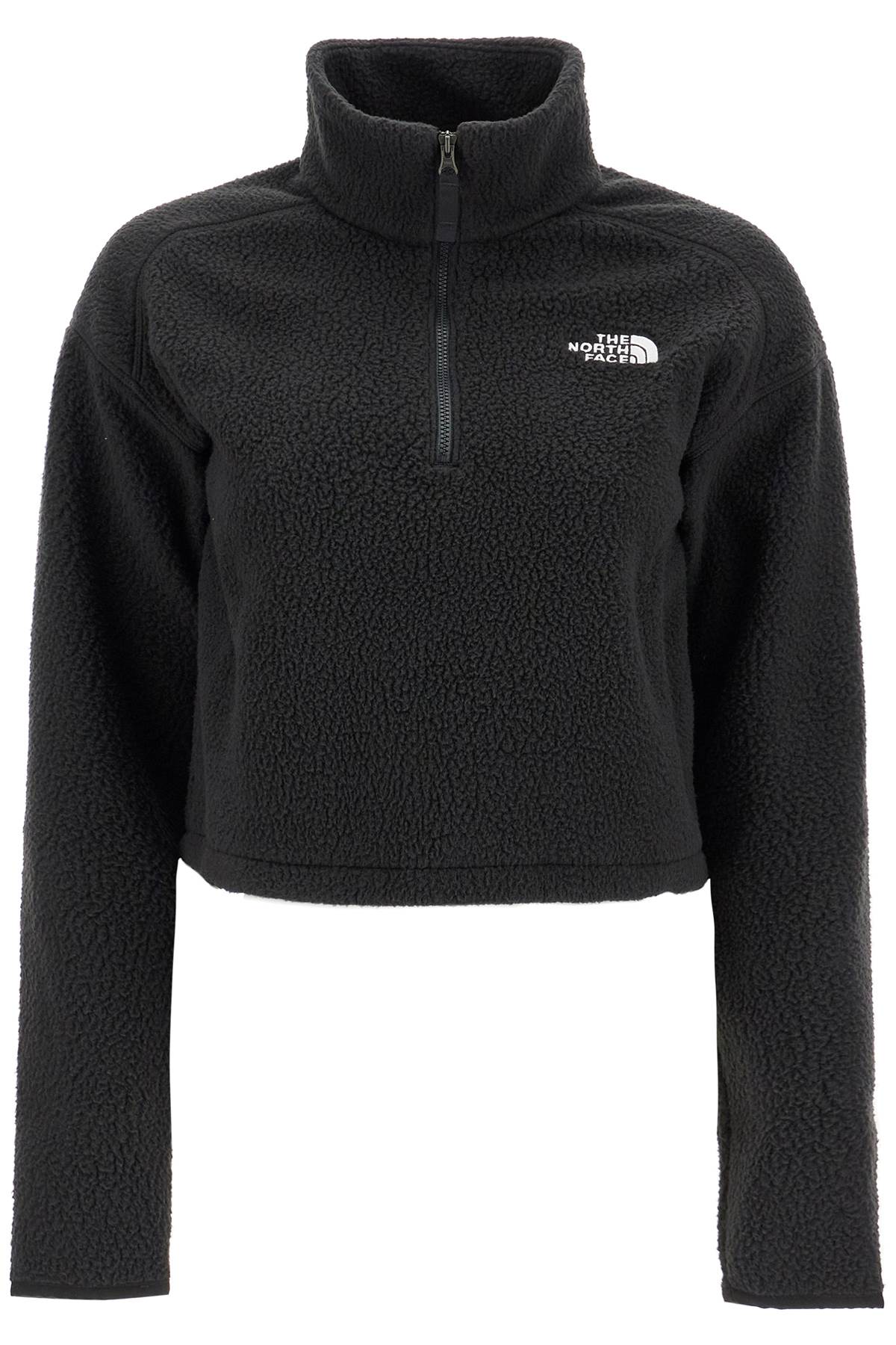 Shop The North Face Sherpa Fleece Cropped Sweatshirt In In Tnf Black-npf (black)