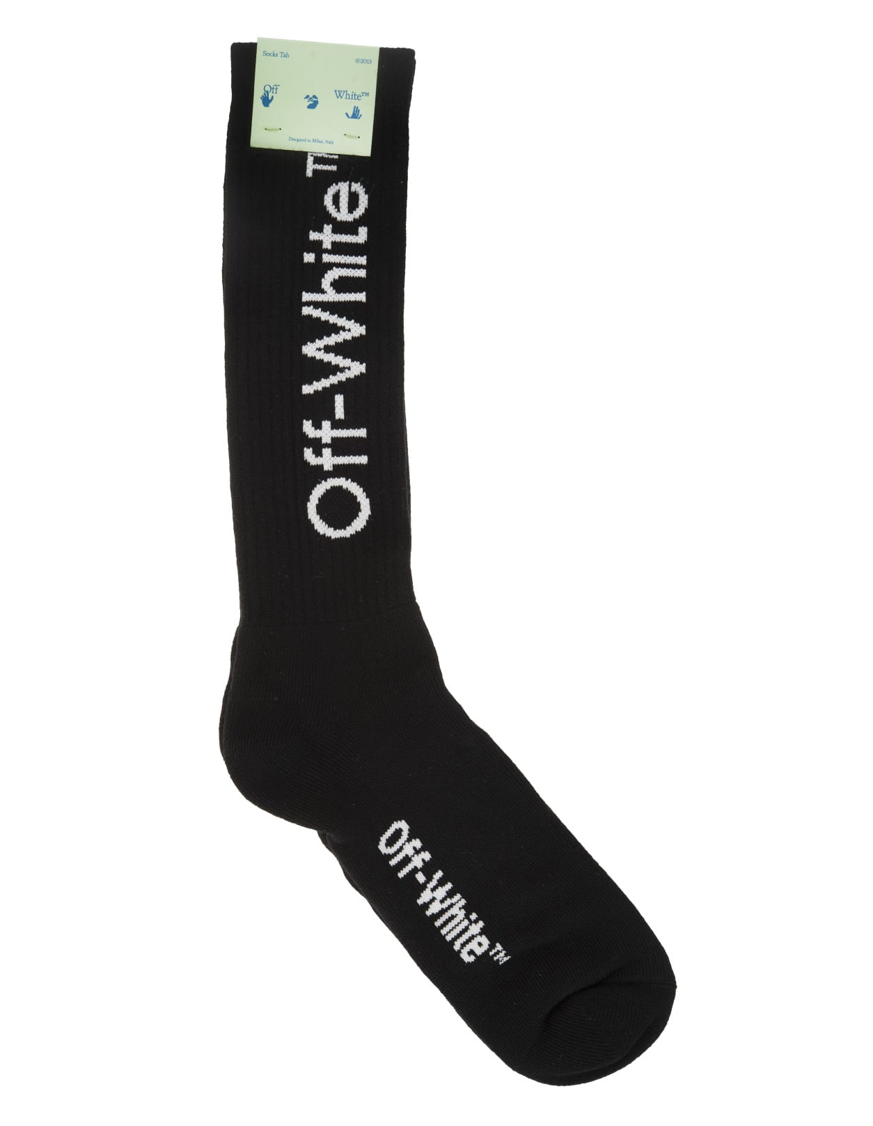 Off-White Man Black Socks With Logo And Arrows
