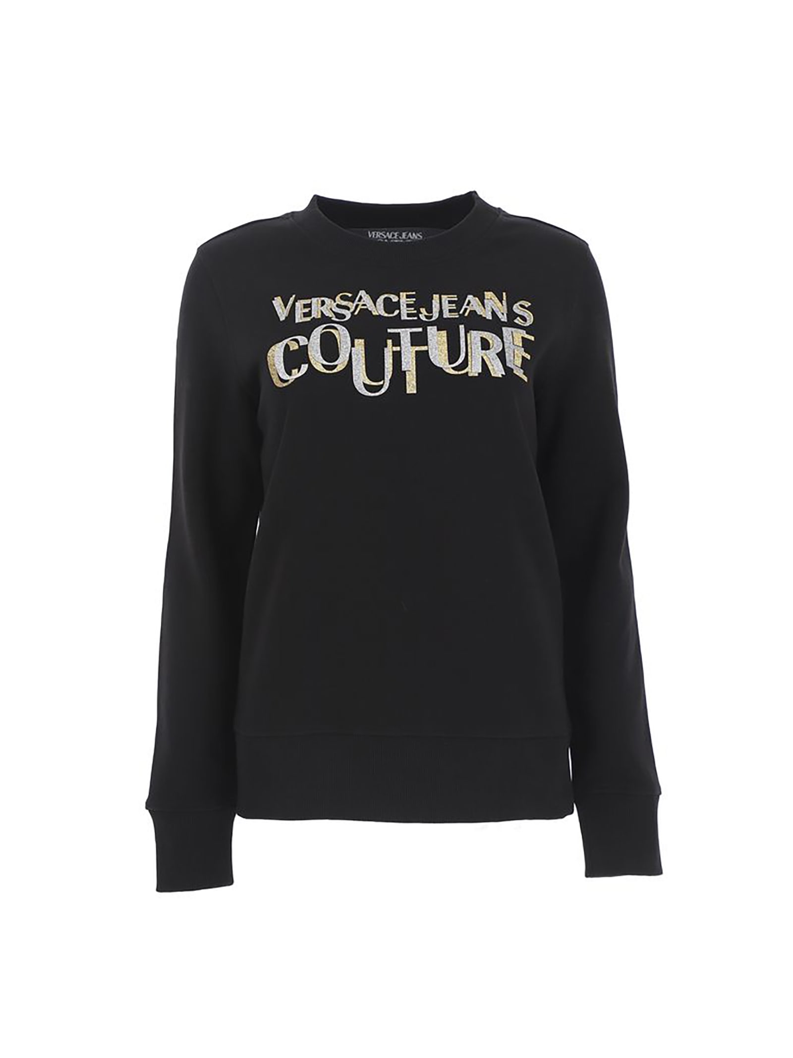 Versace Jeans Couture Cotton Sweatshirt With Glitter Logo