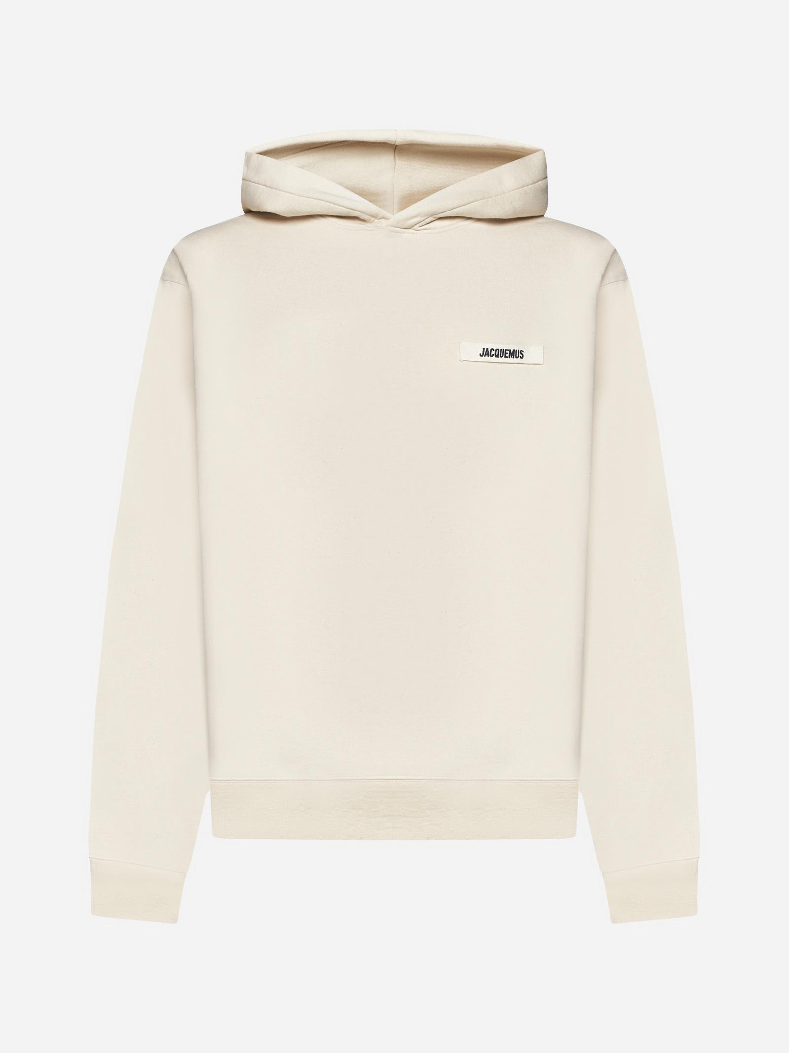 Shop Jacquemus Gros Grain Cotton Hoodie In Beige