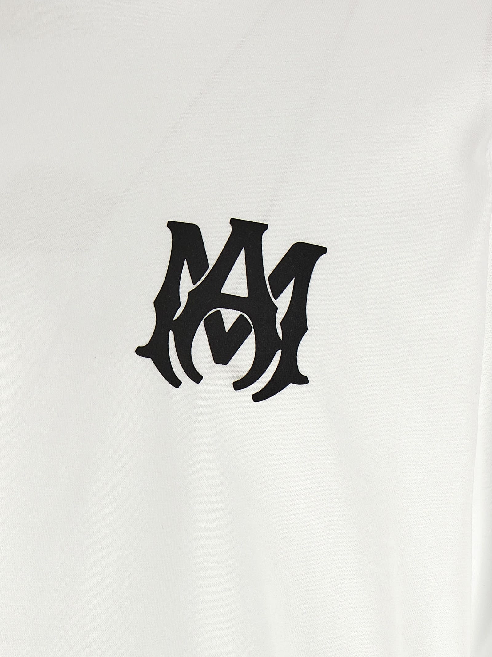 Amiri White Crewneck T-shirt With Logo Print On The Front And Logo Lettering On The Rear In White