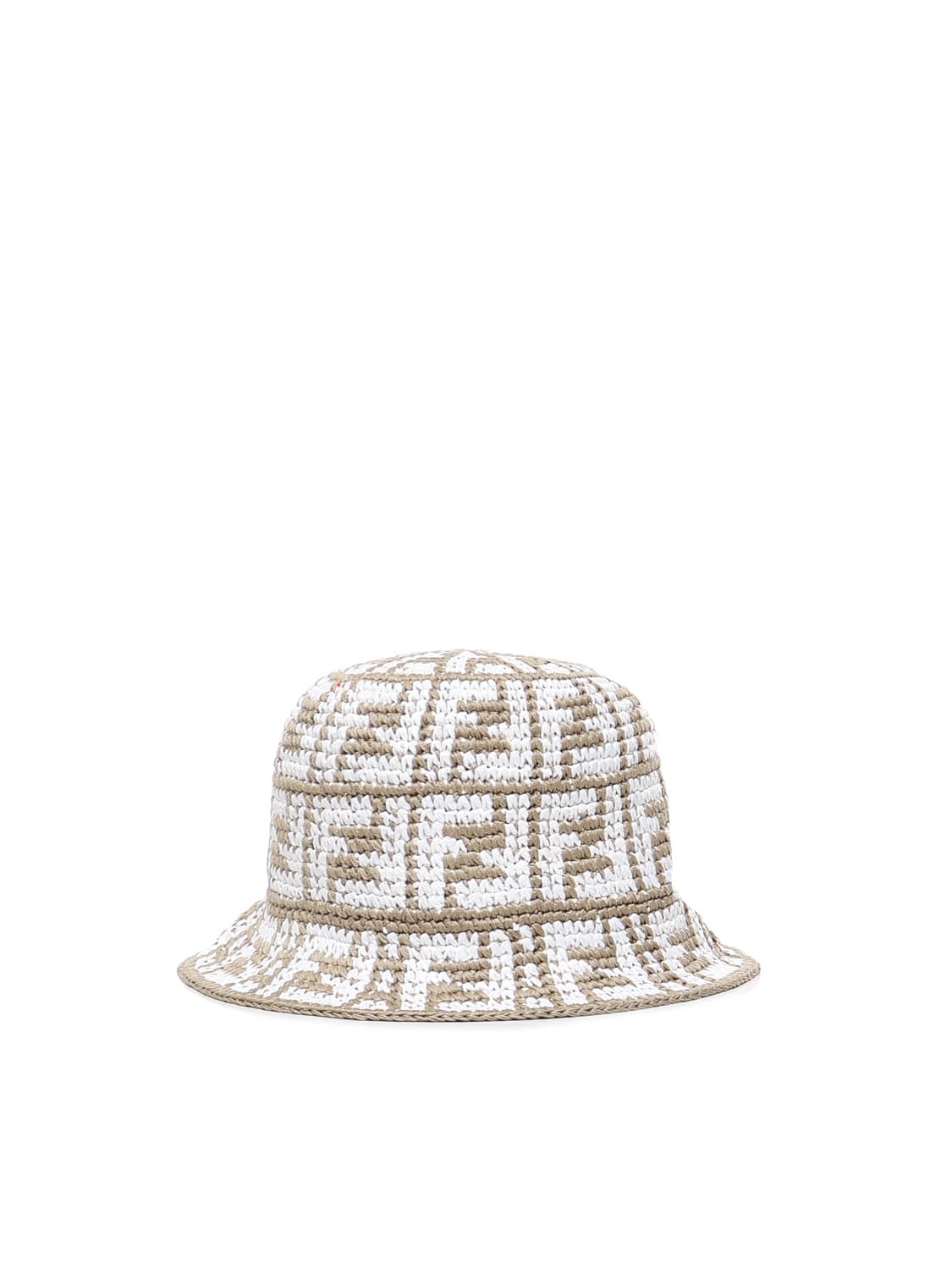 Fendi Beige & Black Raffia 'Forever Fendi' Bucket Hat Fendi