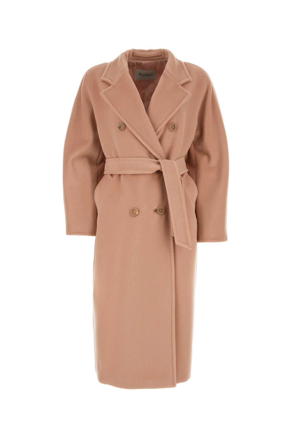 Shop Max Mara Powder Pink Wool Blend Madame Coat In 026
