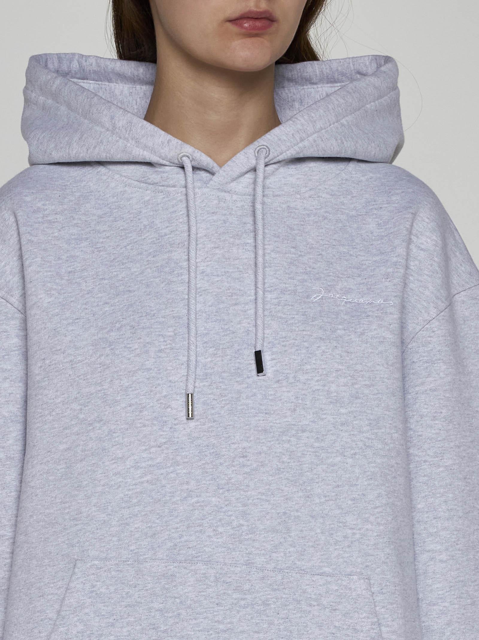 Shop Jacquemus Brode Cotton Hoodie In Grey