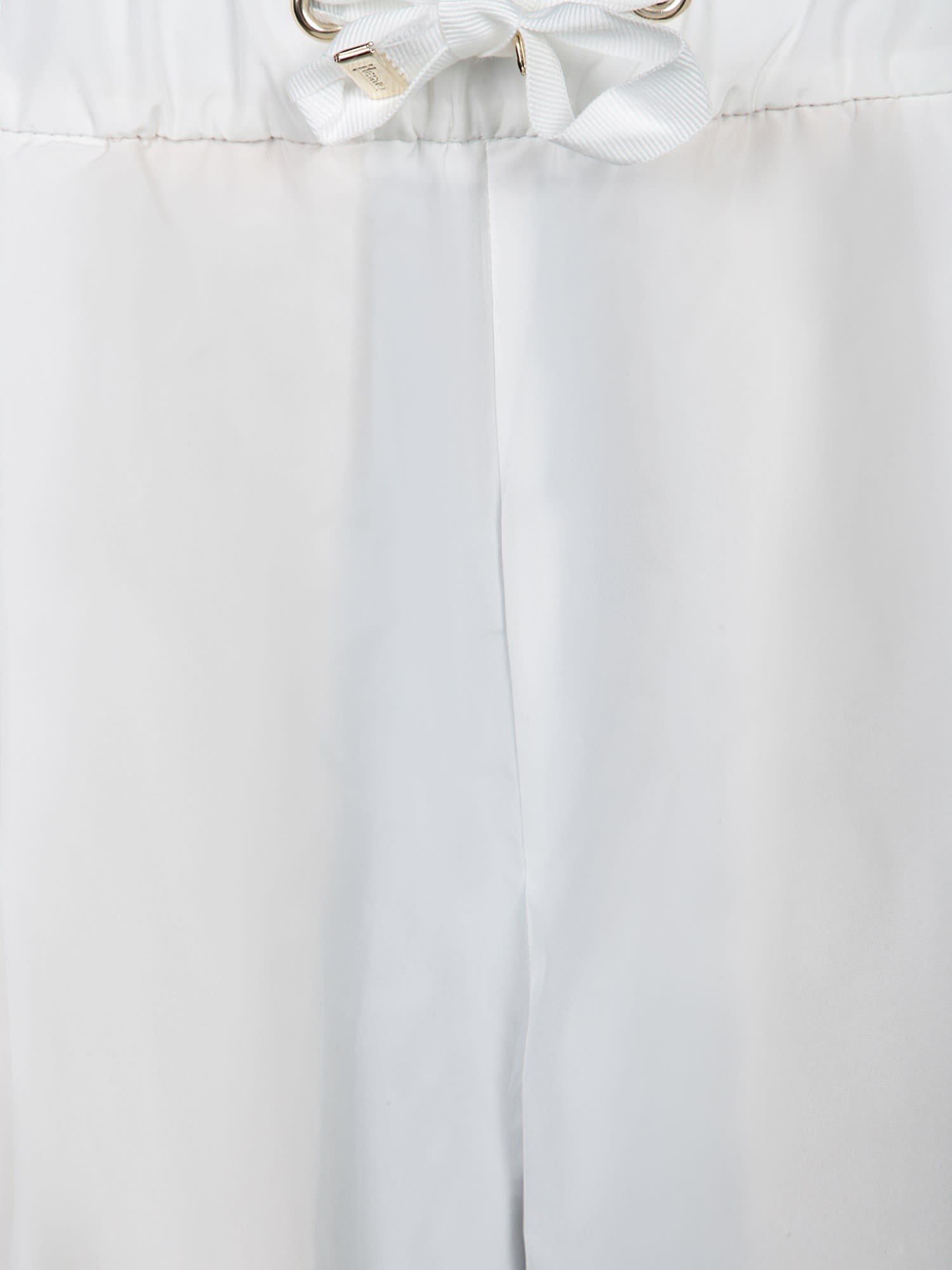 Herno Cropped White Taffeta Trousers With Adjustable Drawstring In White