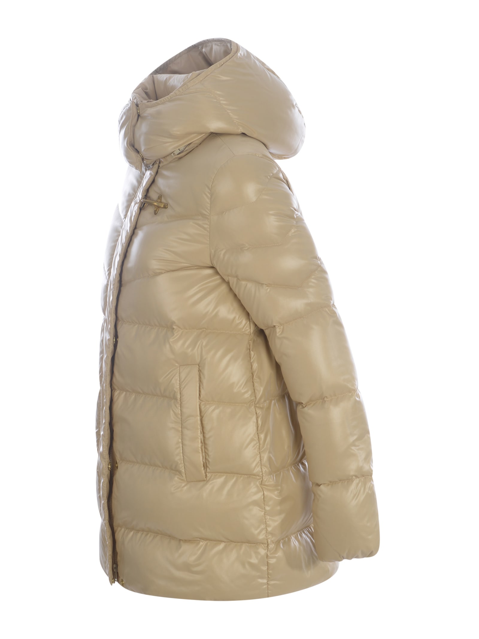 Shop Fay Down Jacket  In Shiny Nylon In Beige