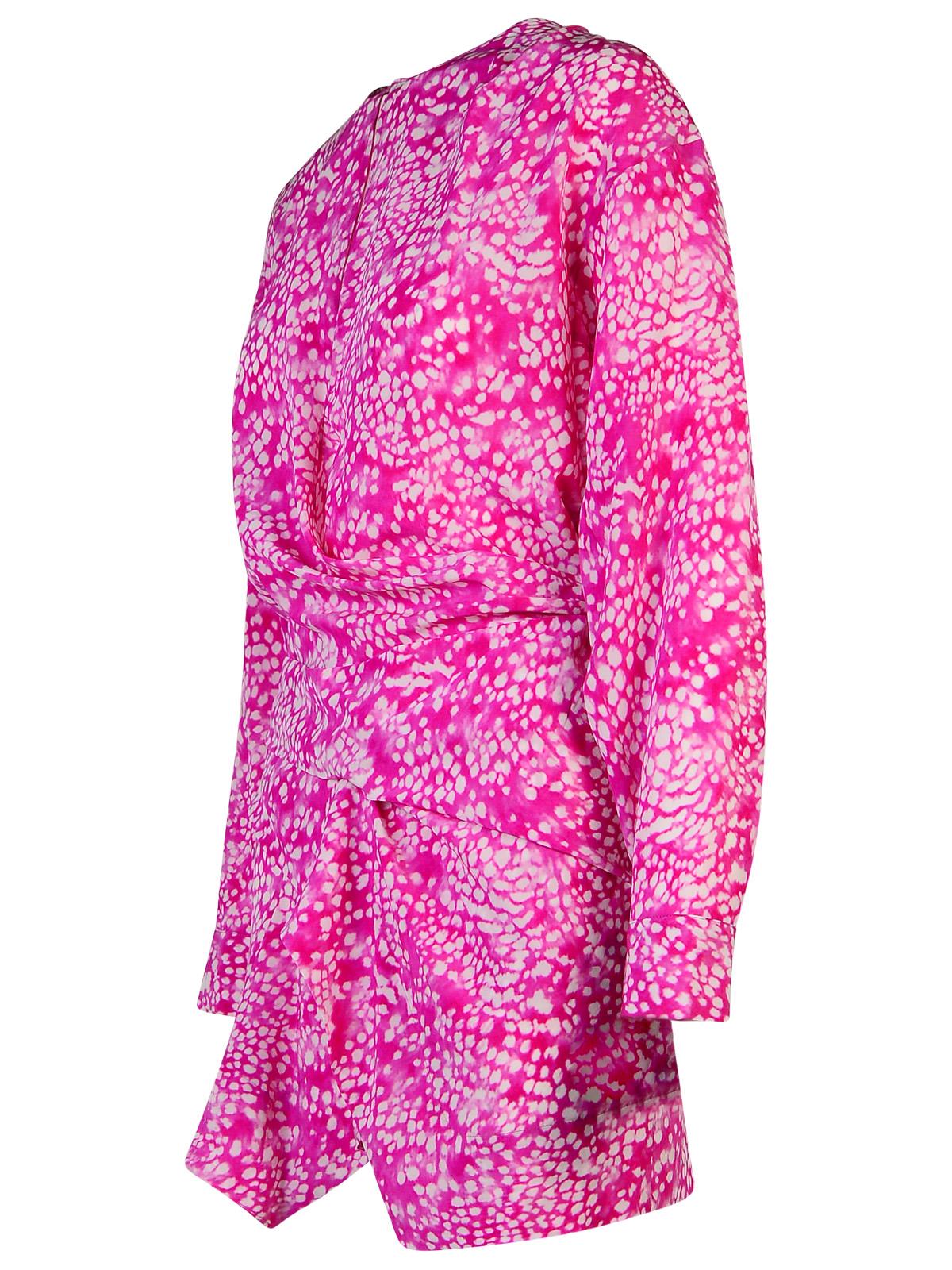 Shop Isabel Marant Habla Dress In Fuchsia Silk Blend