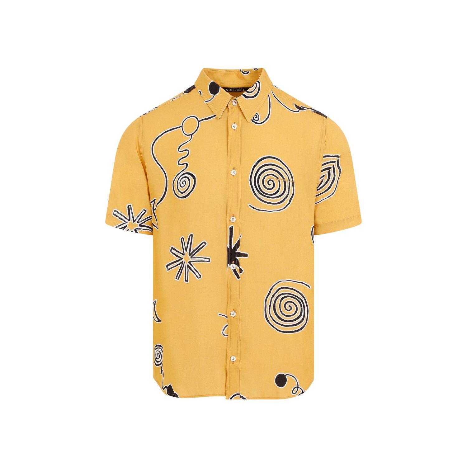 Shop Jacquemus Arty Spiral Print Short-sleeve Shirt In Orange