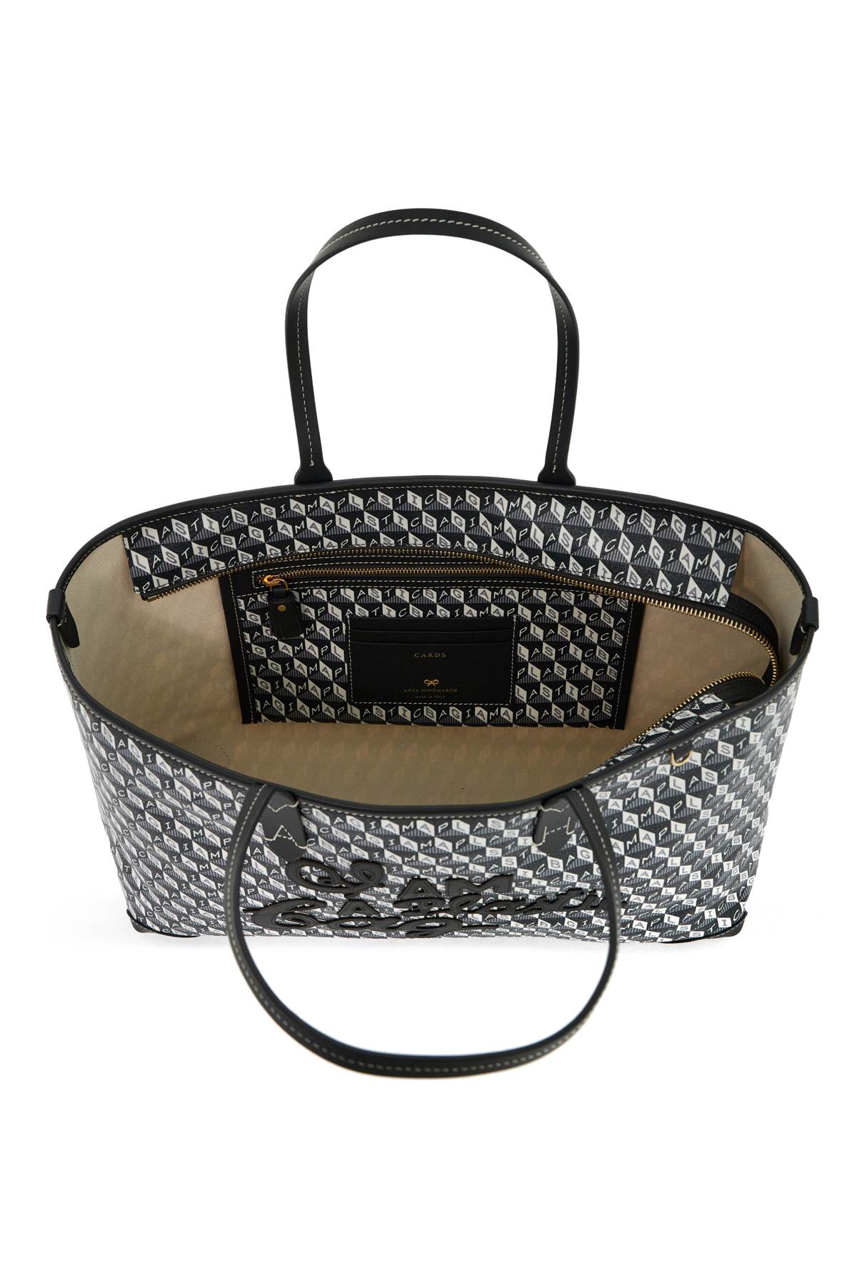 Shop Anya Hindmarch I Am A Plastic Bag Zipped Motif Tote Bag In Charcoal (grey)