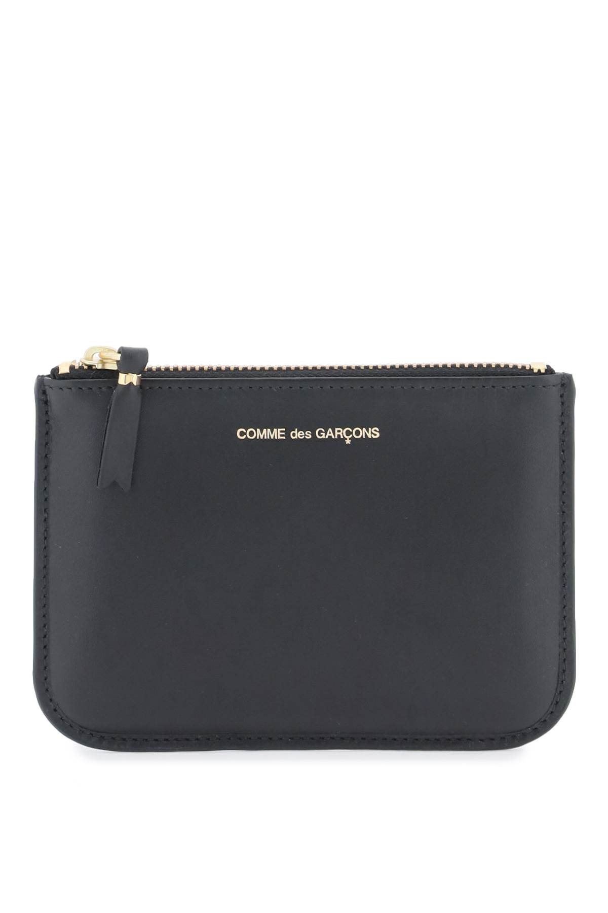 Shop Comme Des Garçons Leather Mini Pouch In Polka Dot Print (black)