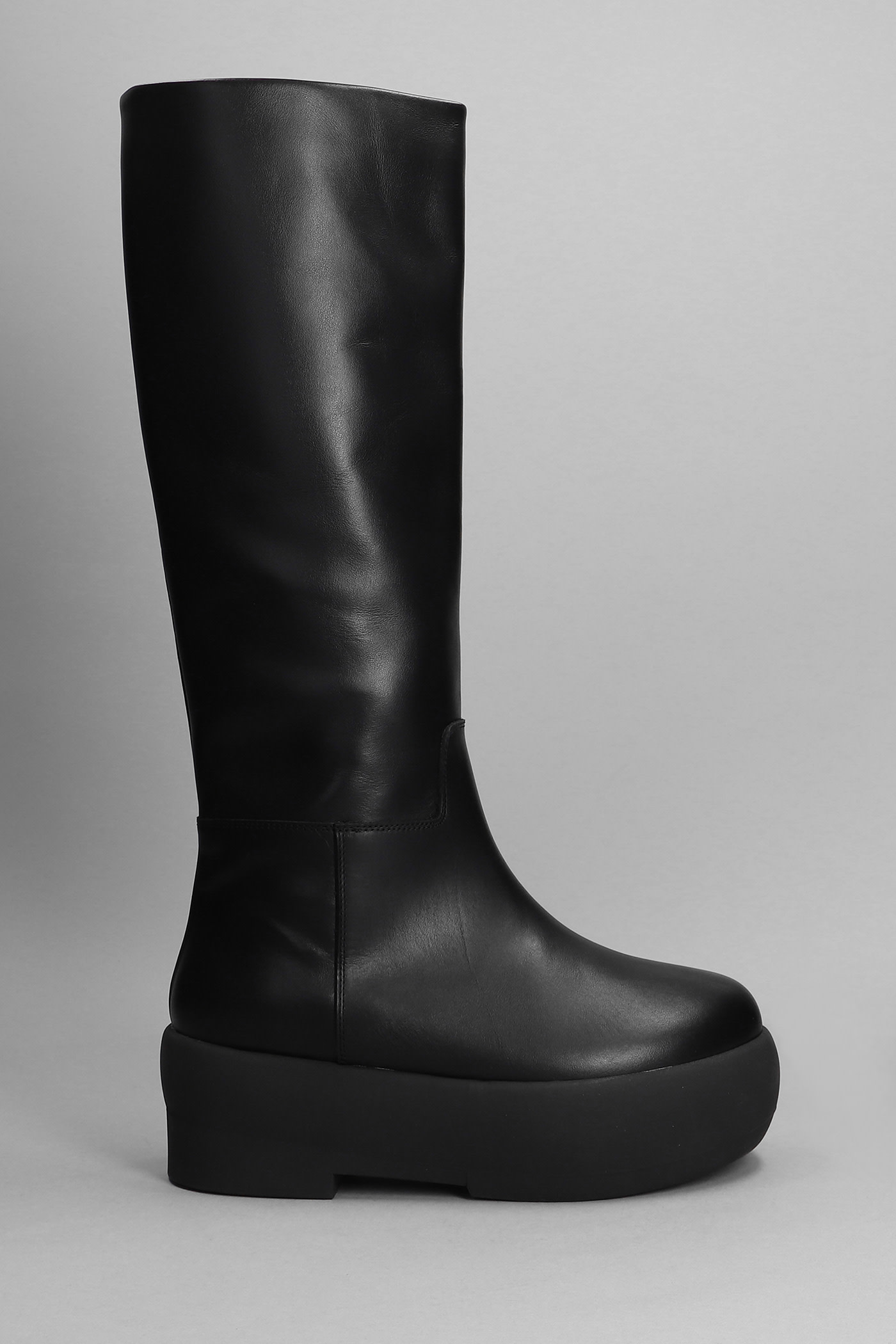 GIA BORGHINI Gia 16 Low Heels Boots In Black Leather