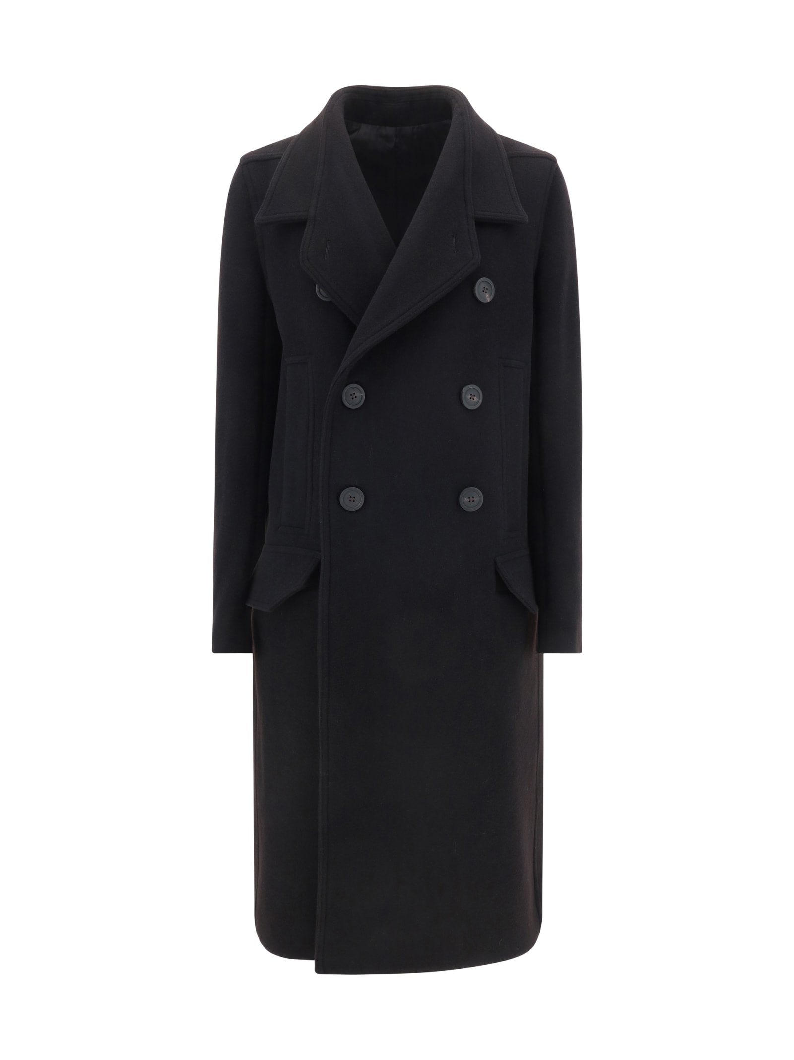 Shop Rick Owens Maxi Double-breasted Coat In Black