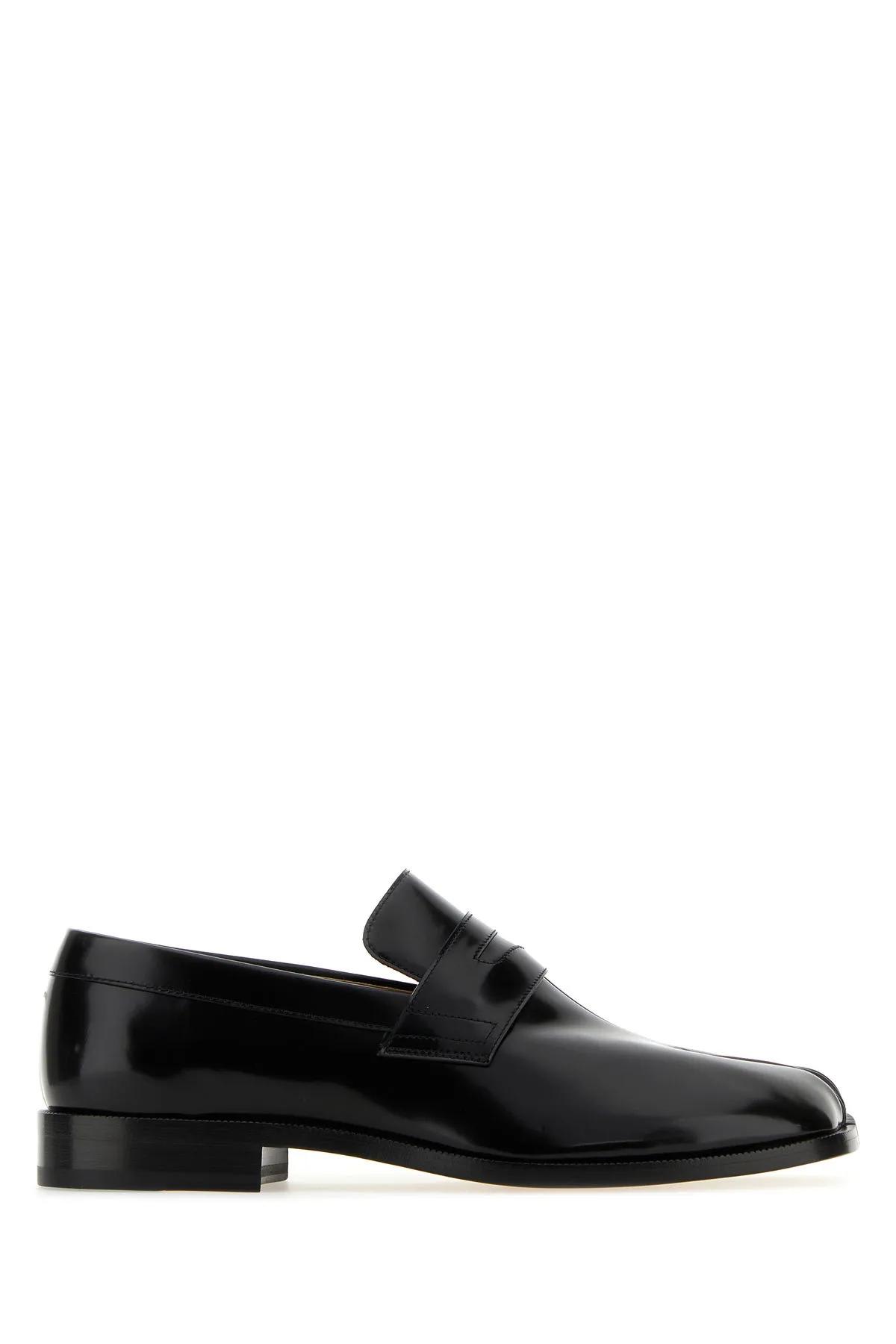 Black Leather Tabi Loafers