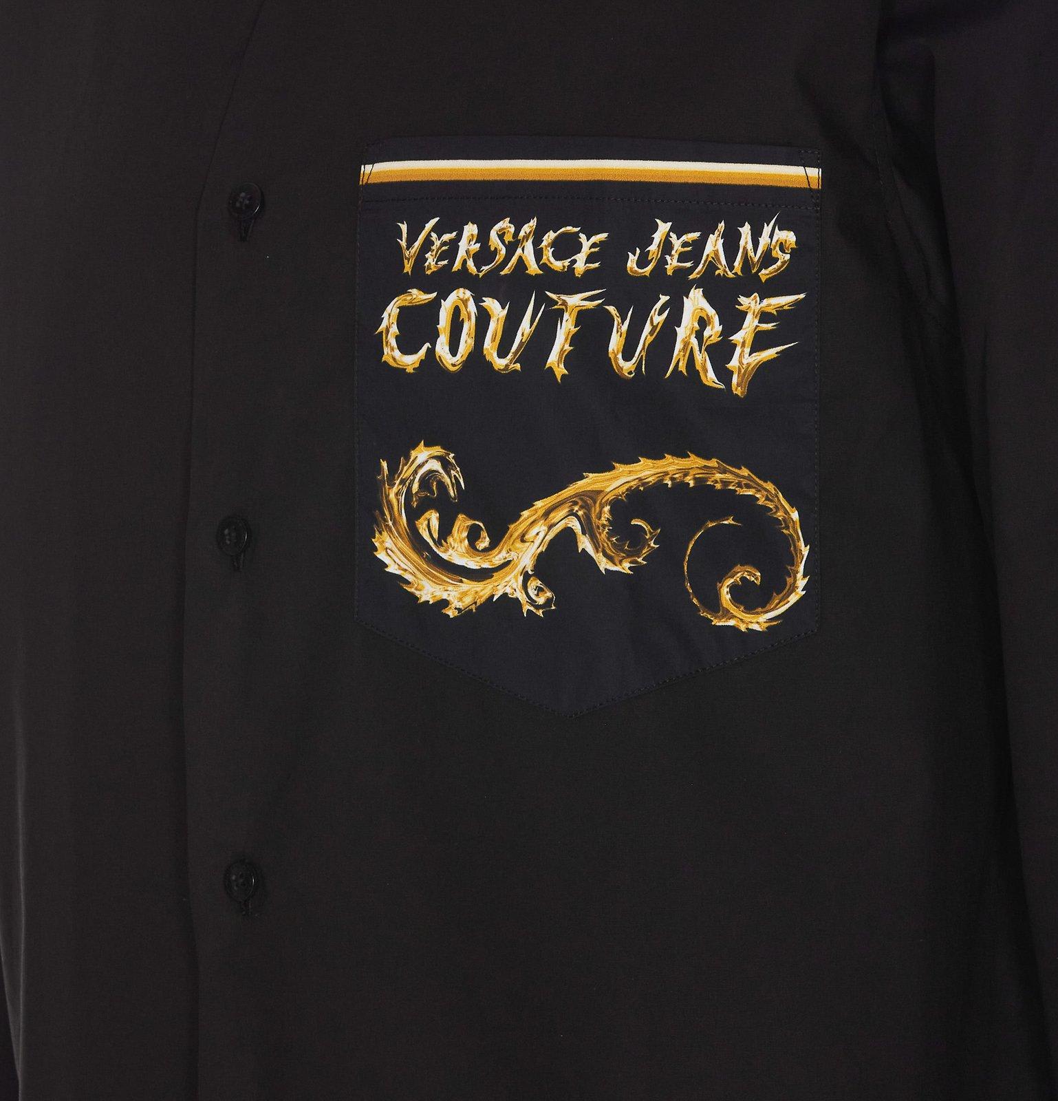 Shop Versace Jeans Couture Chrome Couture-printed Poplin Shirt In Black