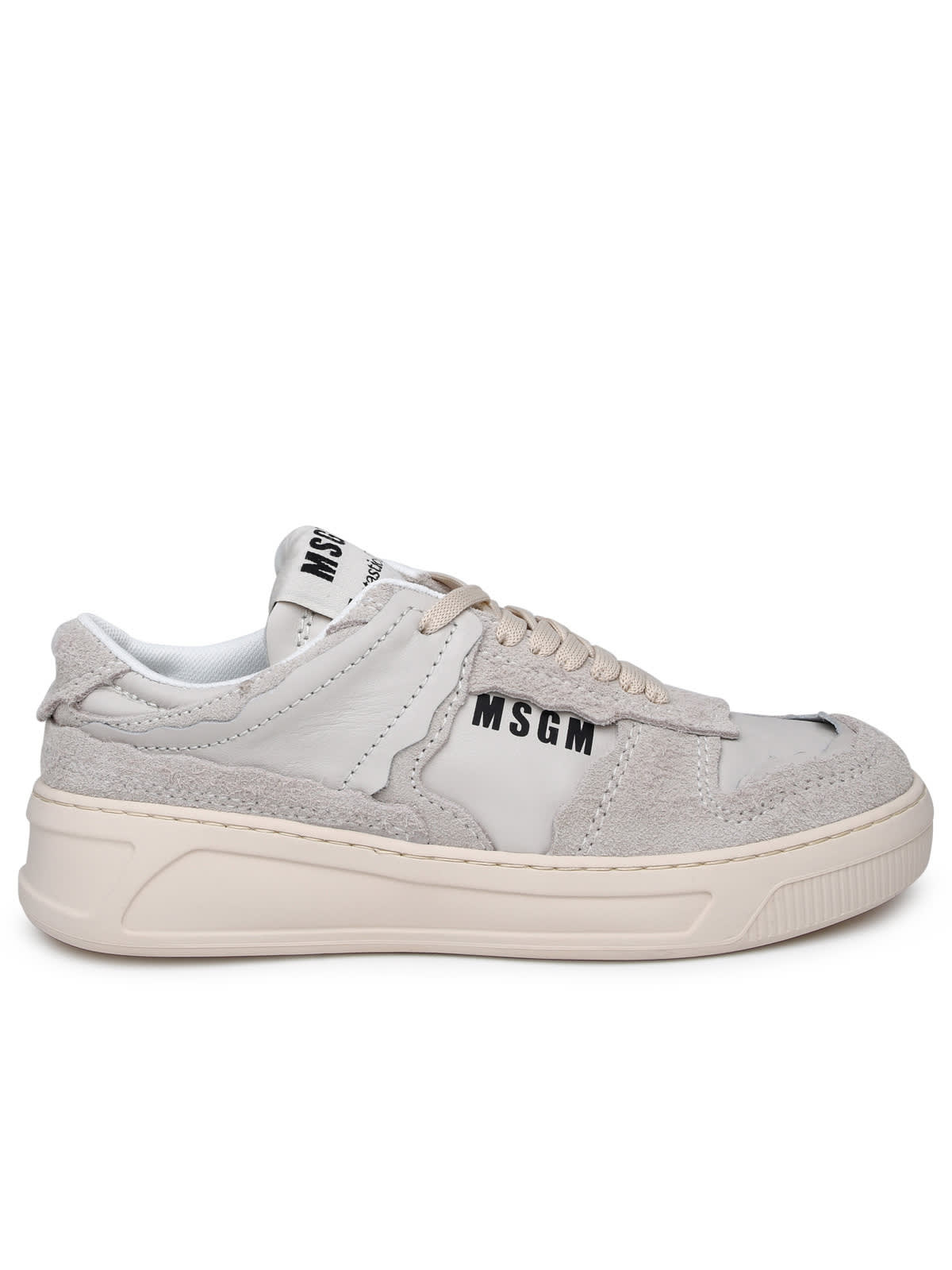 MSGM FG1 WHITE LEATHER SNEAKERS