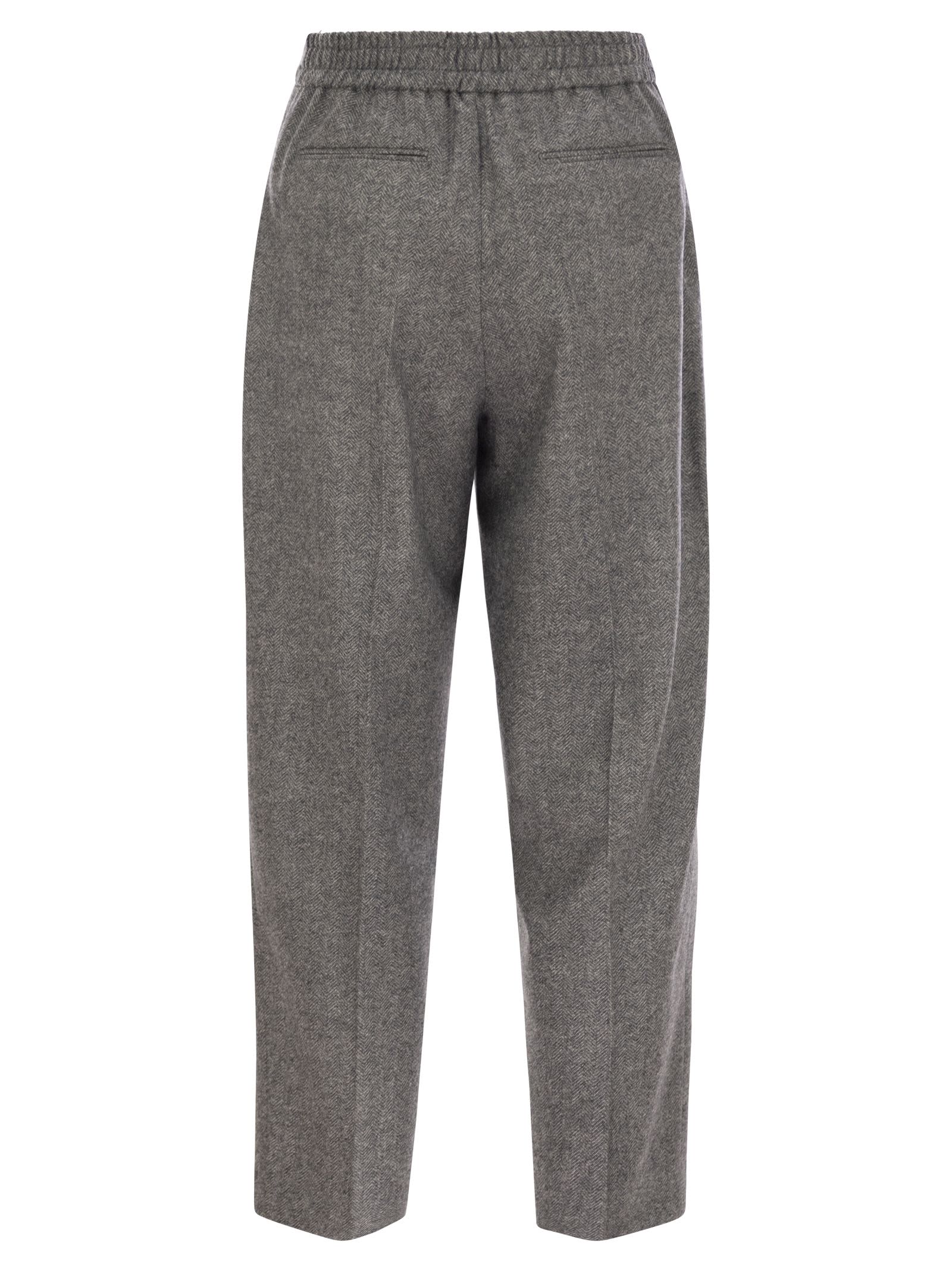 Shop Pt Torino Daisy - Wool And Cashmere Pants In Dark Grey