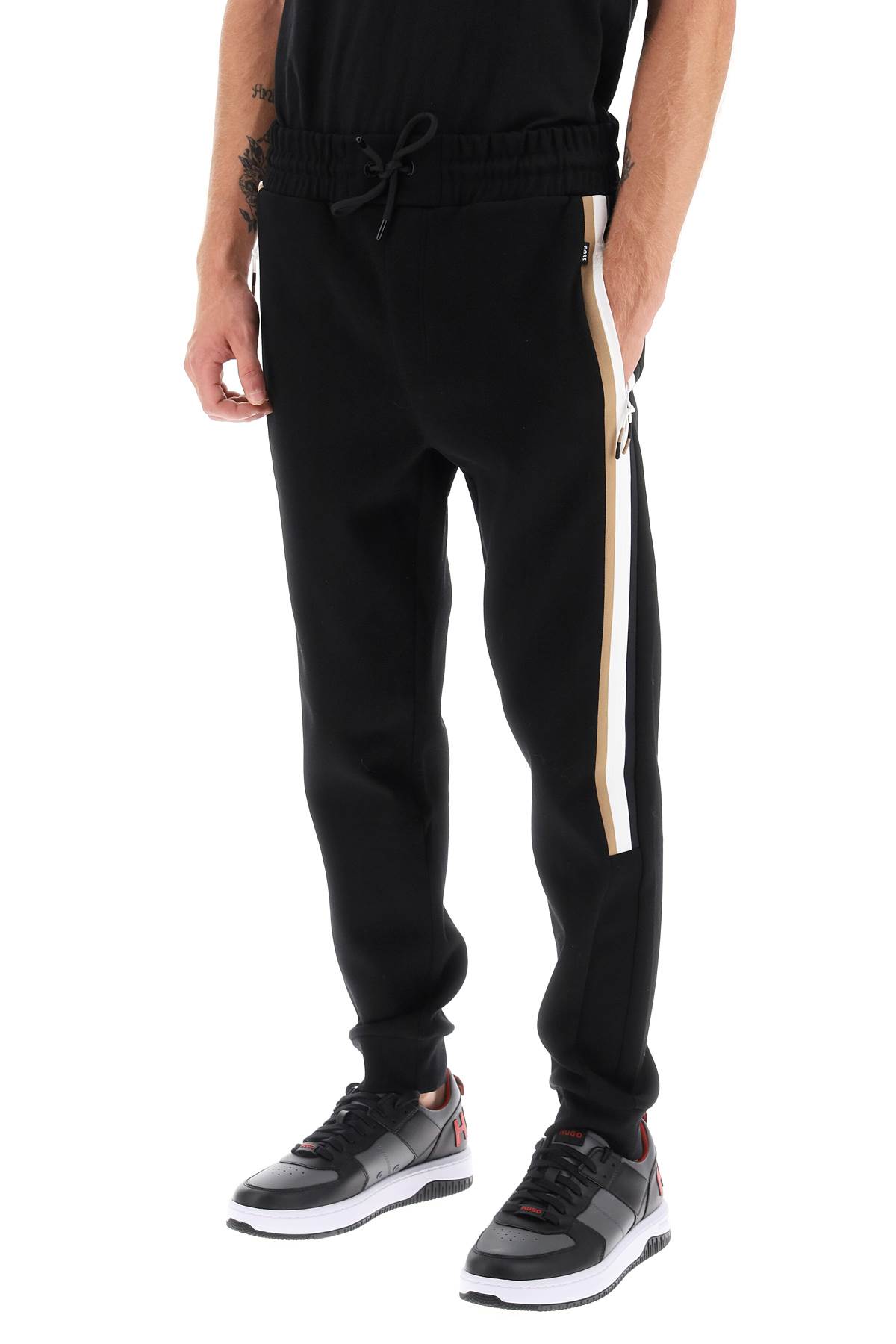 Shop Hugo Boss Joggers With Two-tone Side Bands In Black (black)