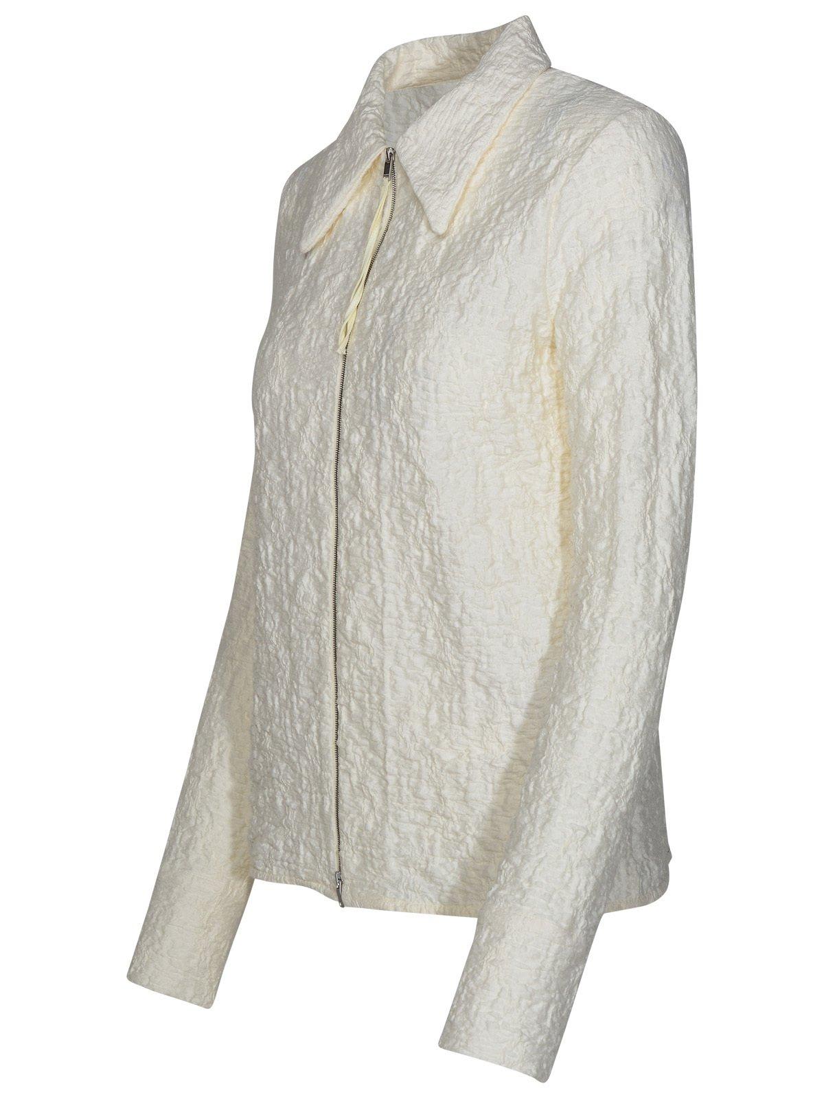 Shop Jil Sander Zip-up Crinkled Shirt In Ivory