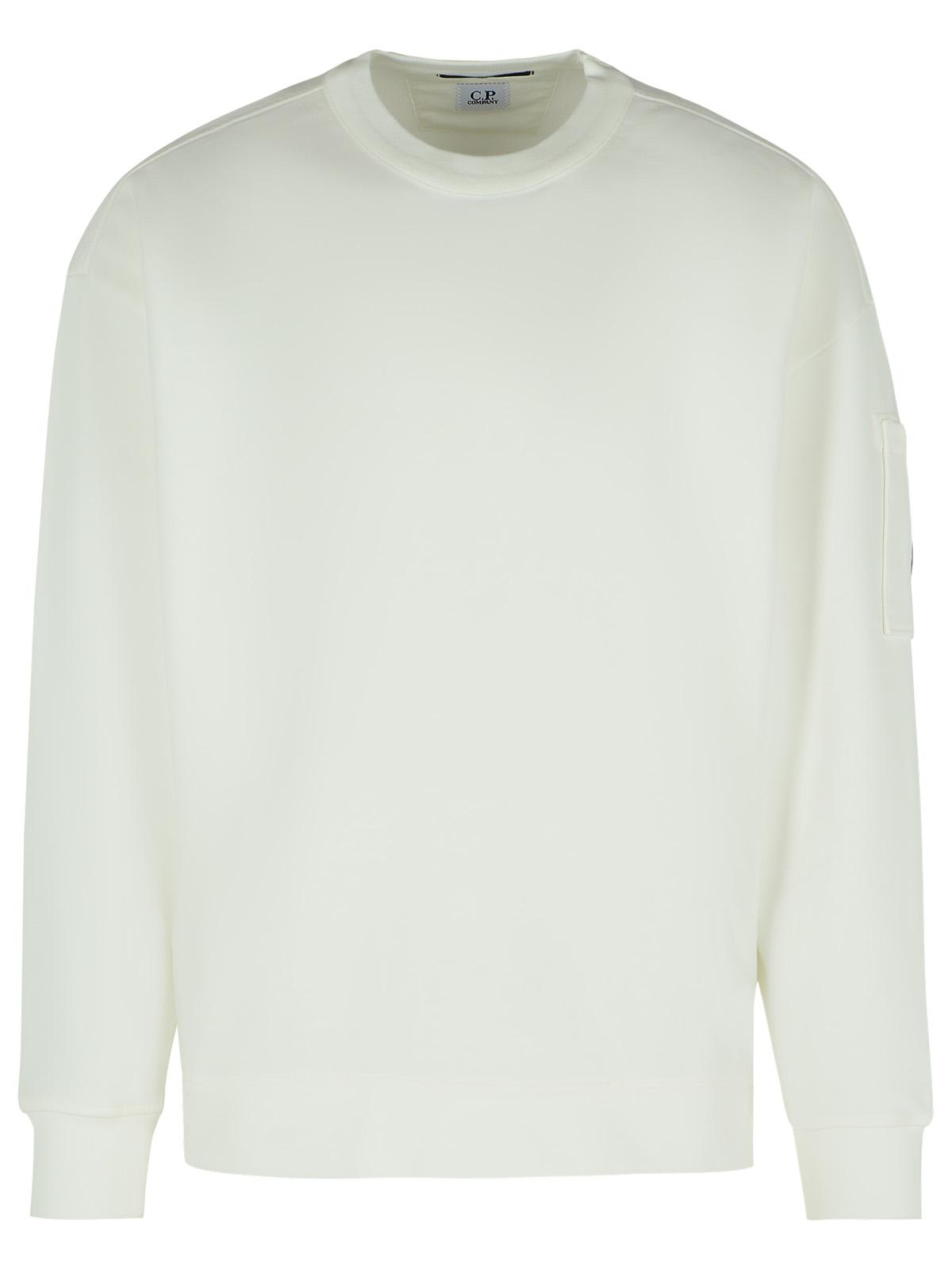 C.p. Company Lens-detail Crew-neck Sweatshirt In White
