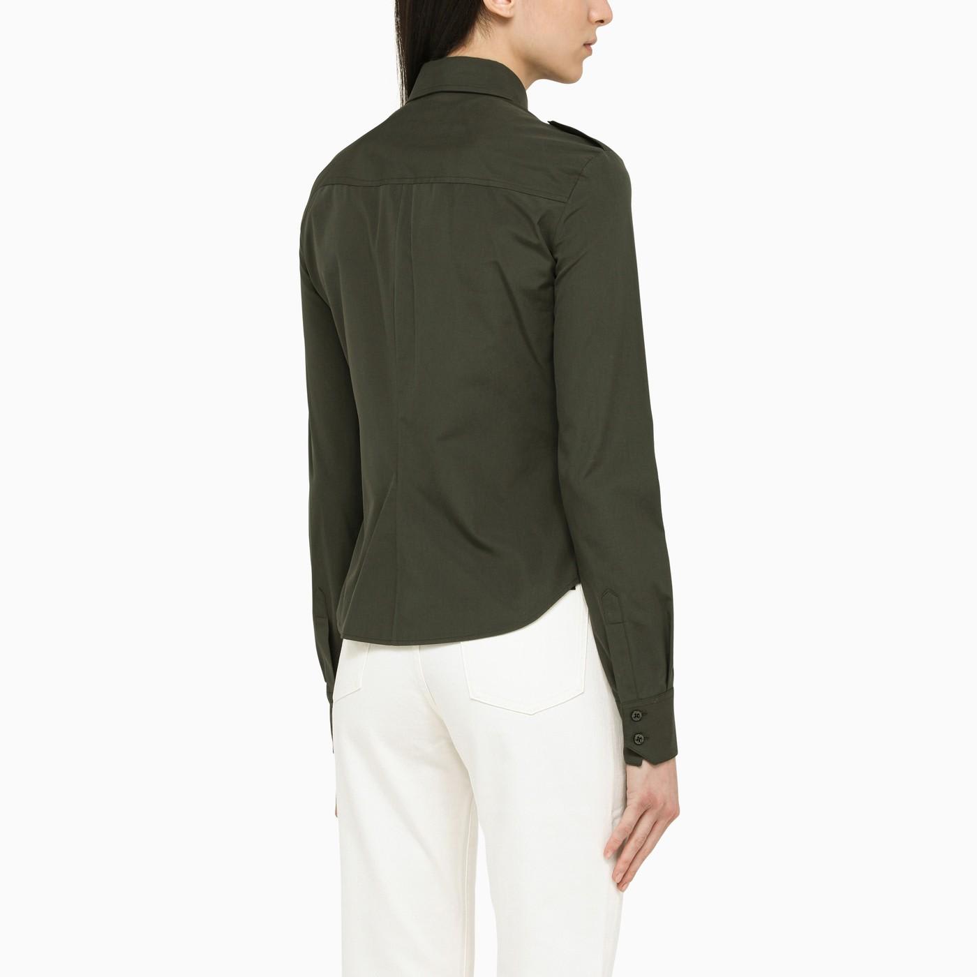 Saint Laurent Cotton-poplin Shirt In Marrone