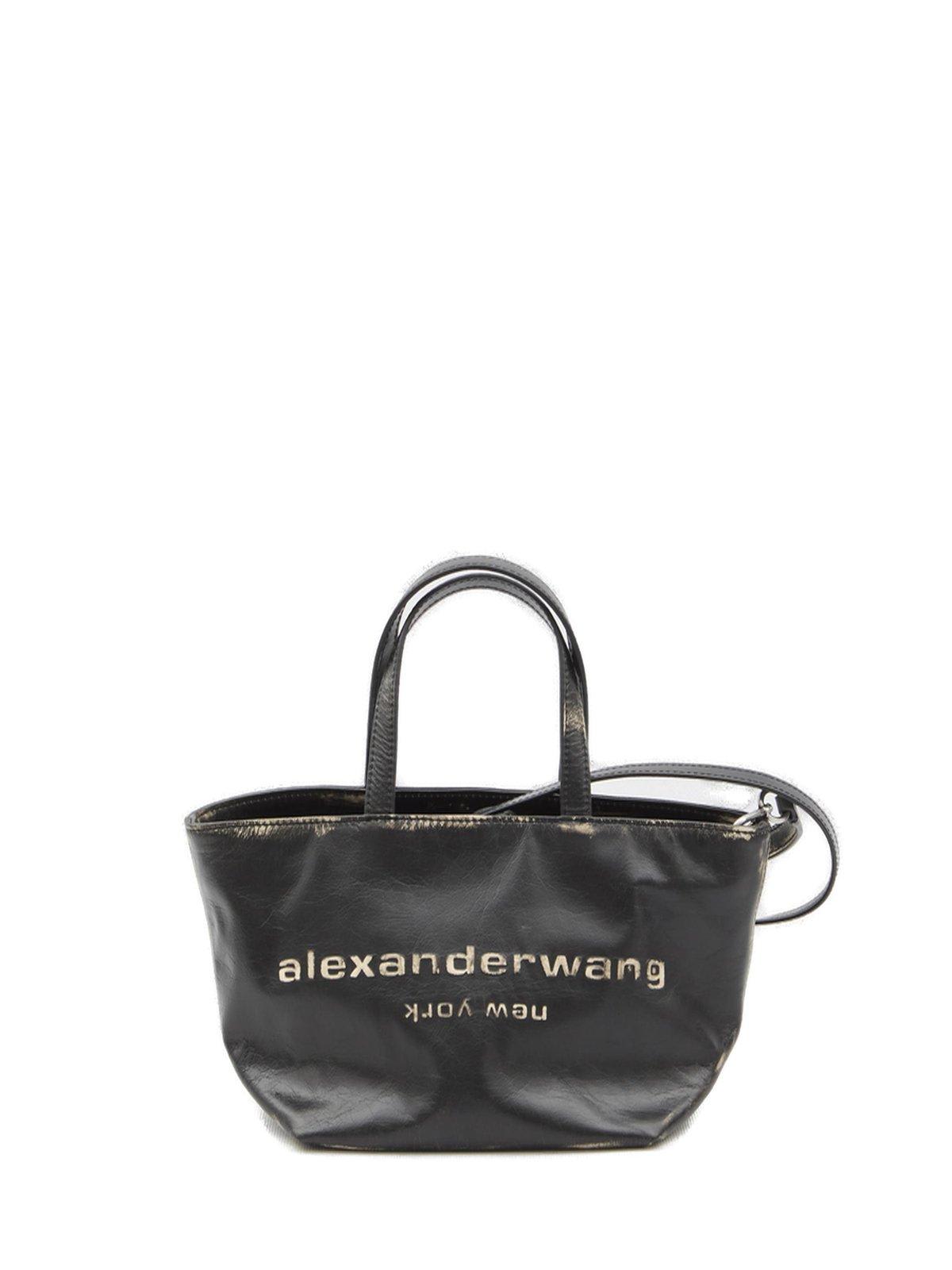 Shop Alexander Wang Brushed Effect Punch Small Tote Bag In Black