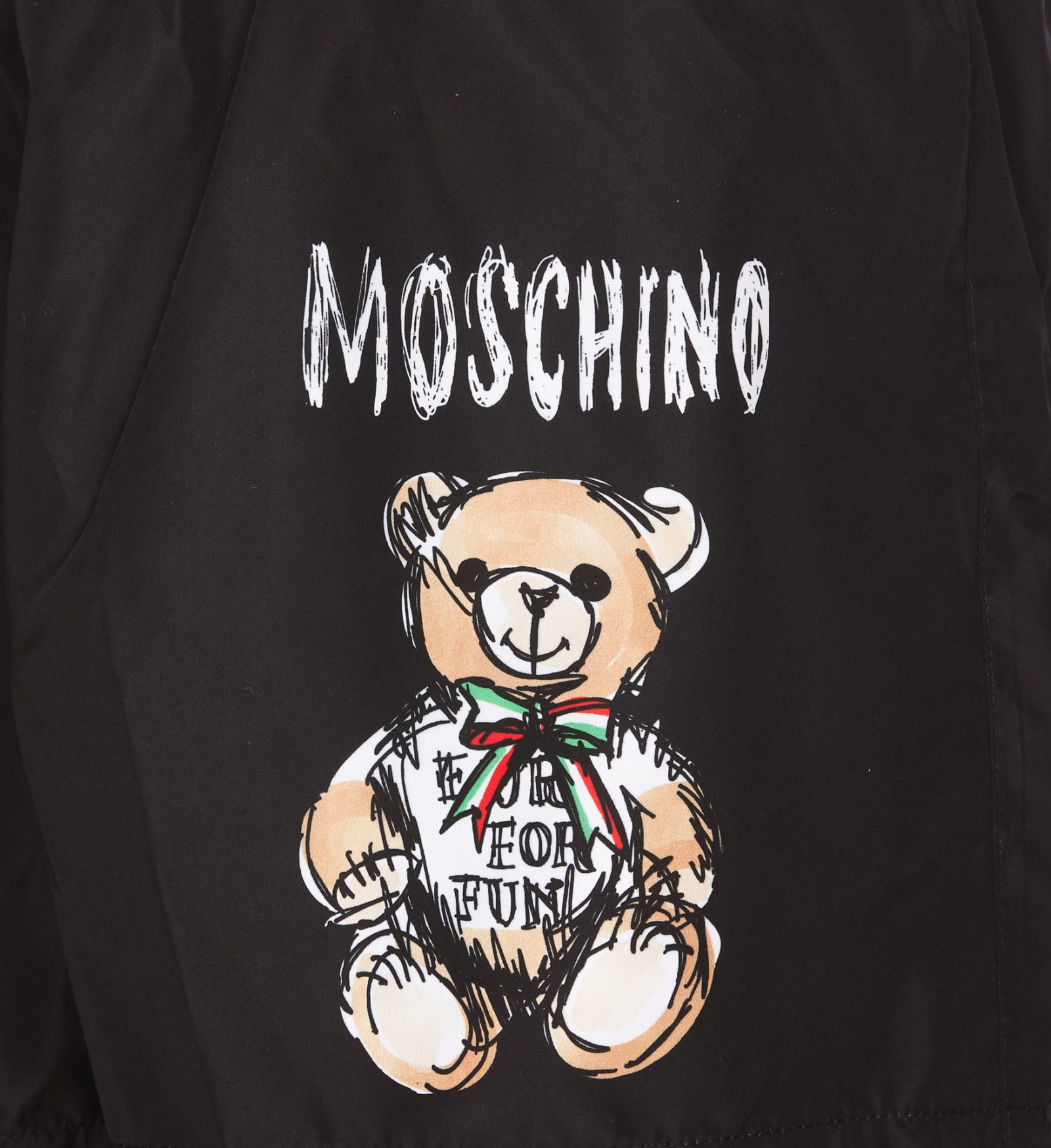 Shop Moschino Drawn Teddy Bear Swimwear In Black