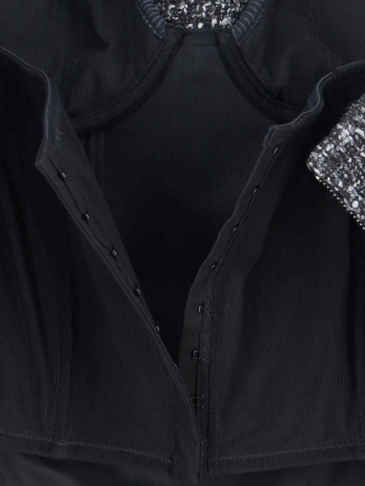 Diesel Fitted Strapless Top With Textured Boucle In Black