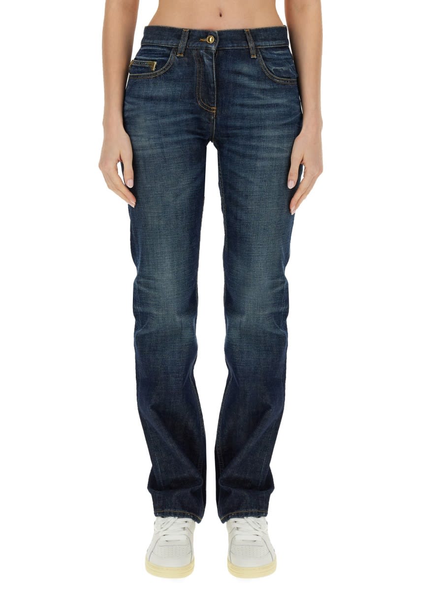 Shop Palm Angels Straight Leg Jeans In Blue