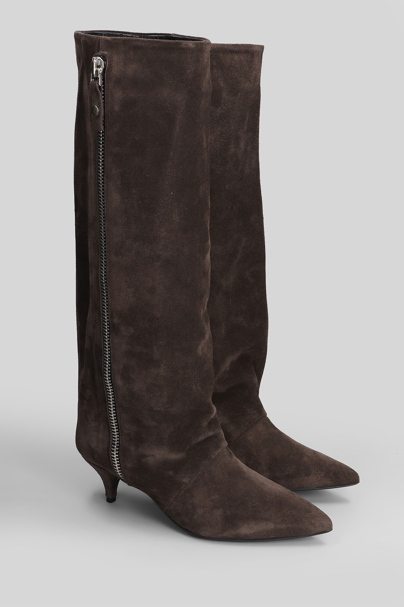 Alchimia High Heels Boots In Brown Suede In Brown