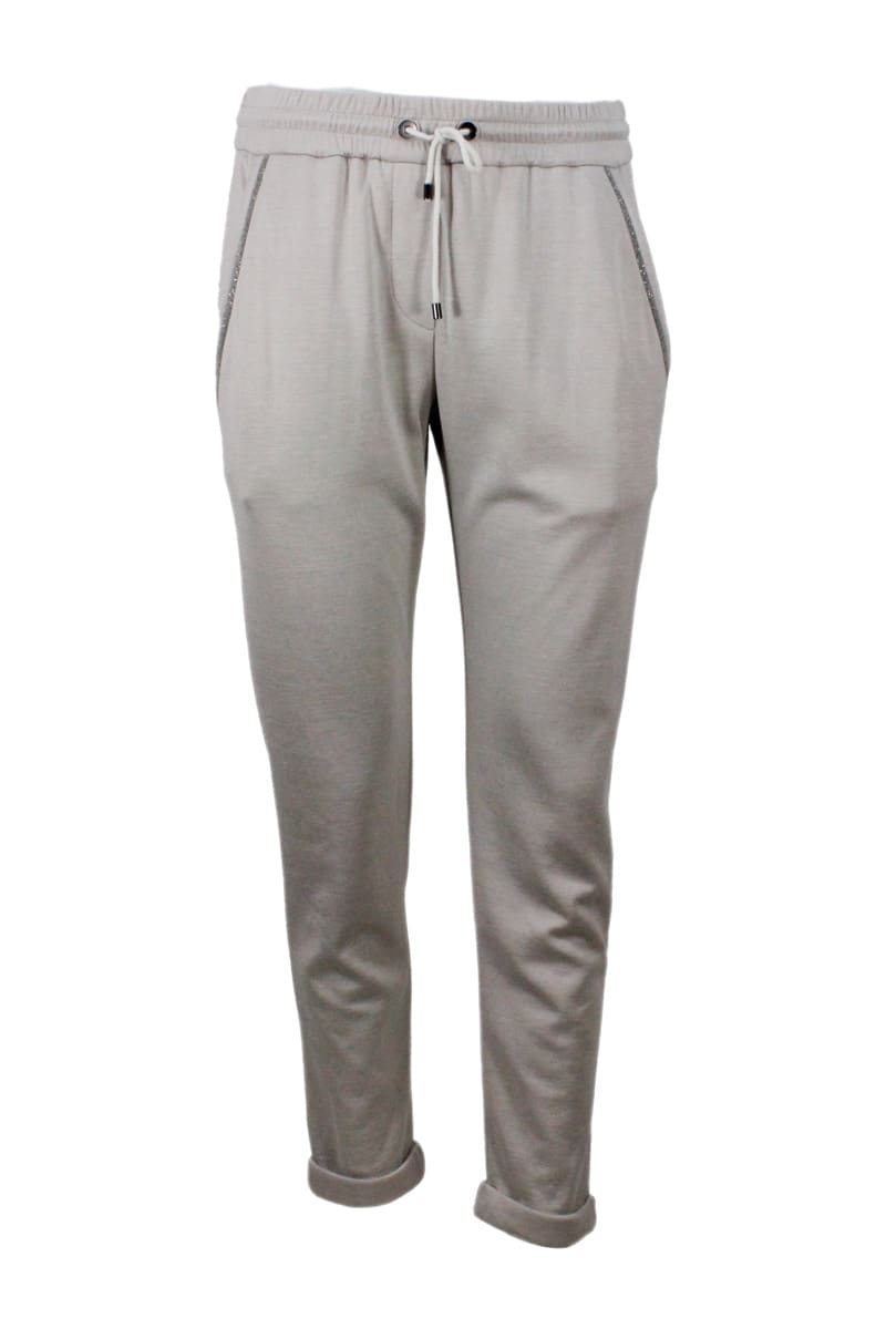 Brunello Cucinelli Jogging Trousers With Turn-up And Monili On The Pockets