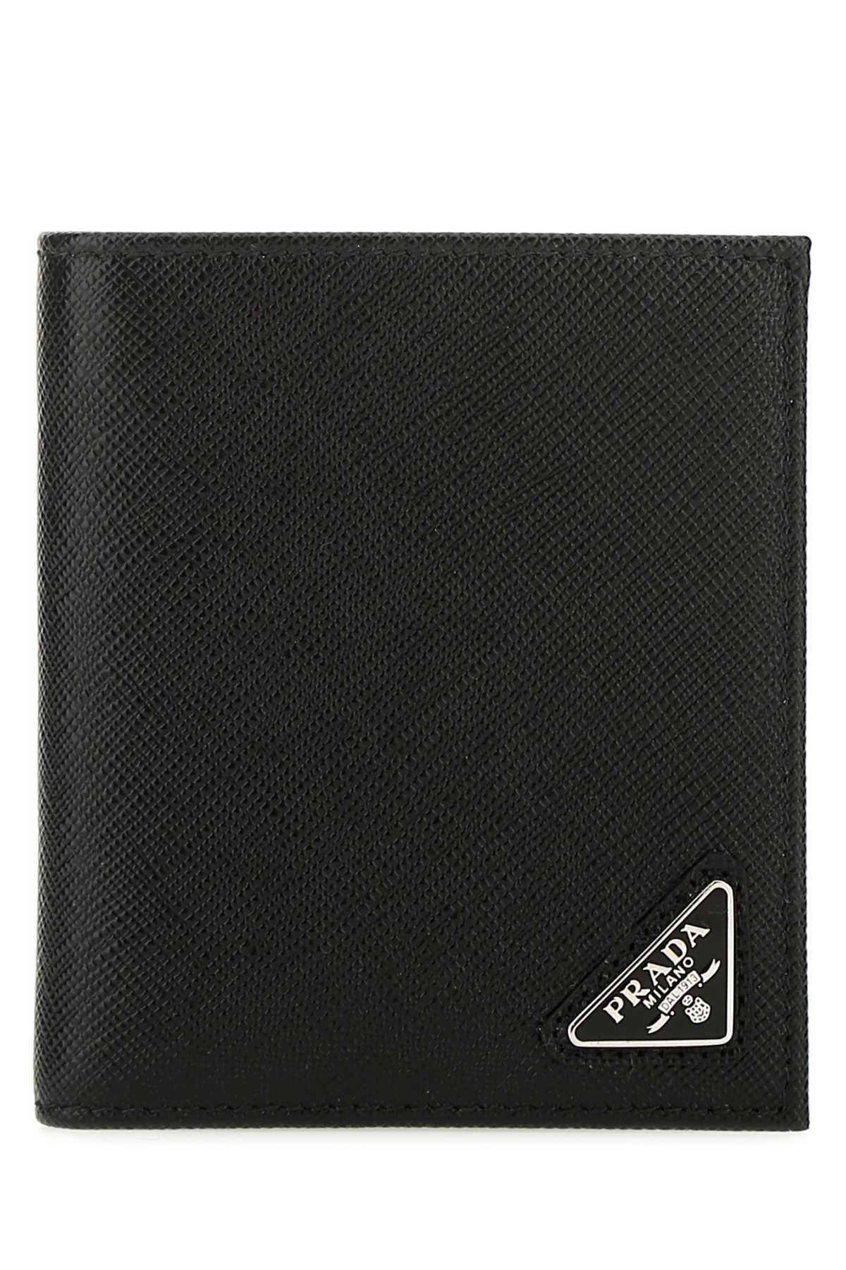 Shop Prada Black Leather Wallet In F0002