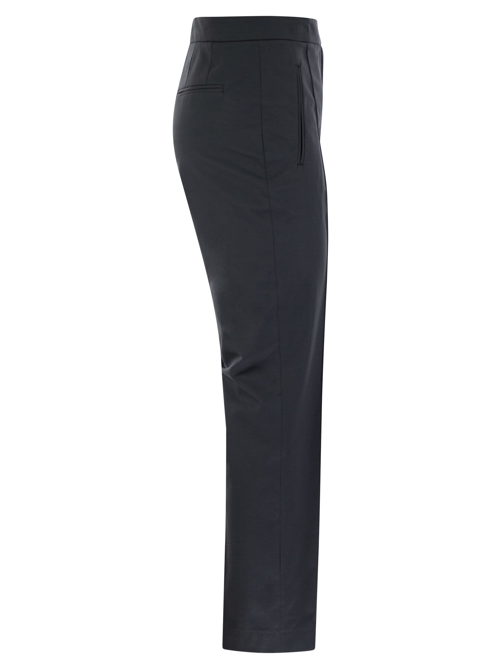Shop Pt01 Frida - Cotton And Silk Trousers With Pleat In Blue