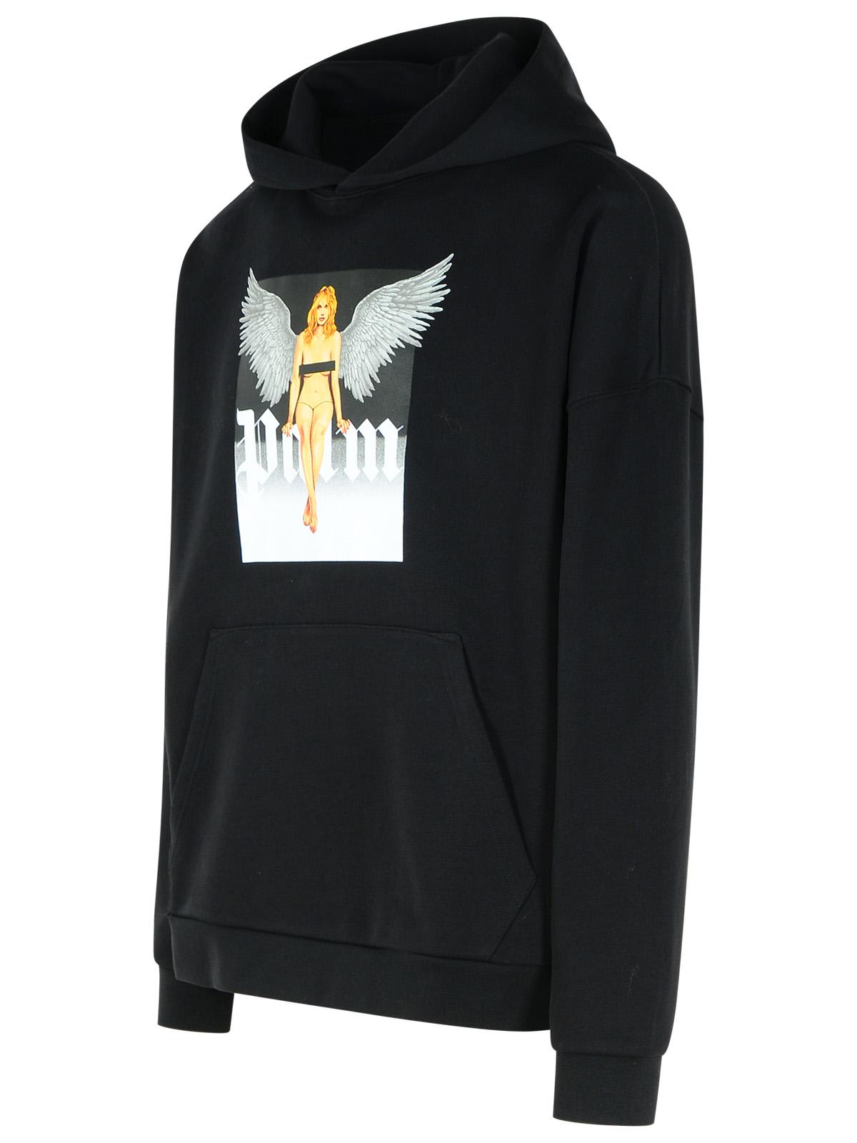 Palm Angels Crystal Pin-up Graphic Hoodie In Black - Off White
