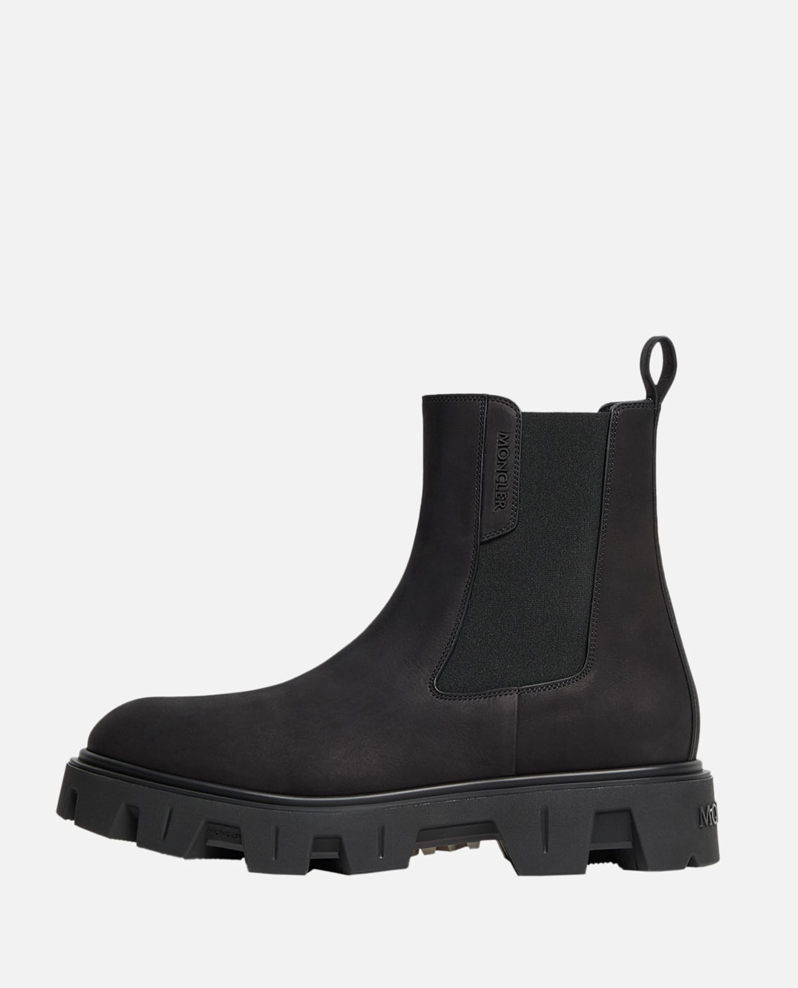 Moncler Peak City Nubuck Chelsea Boots In Black