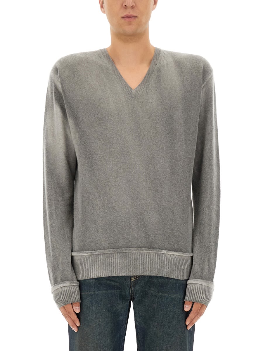 Our Legacy Parallel Sweater In Wool With V-neck In Gray