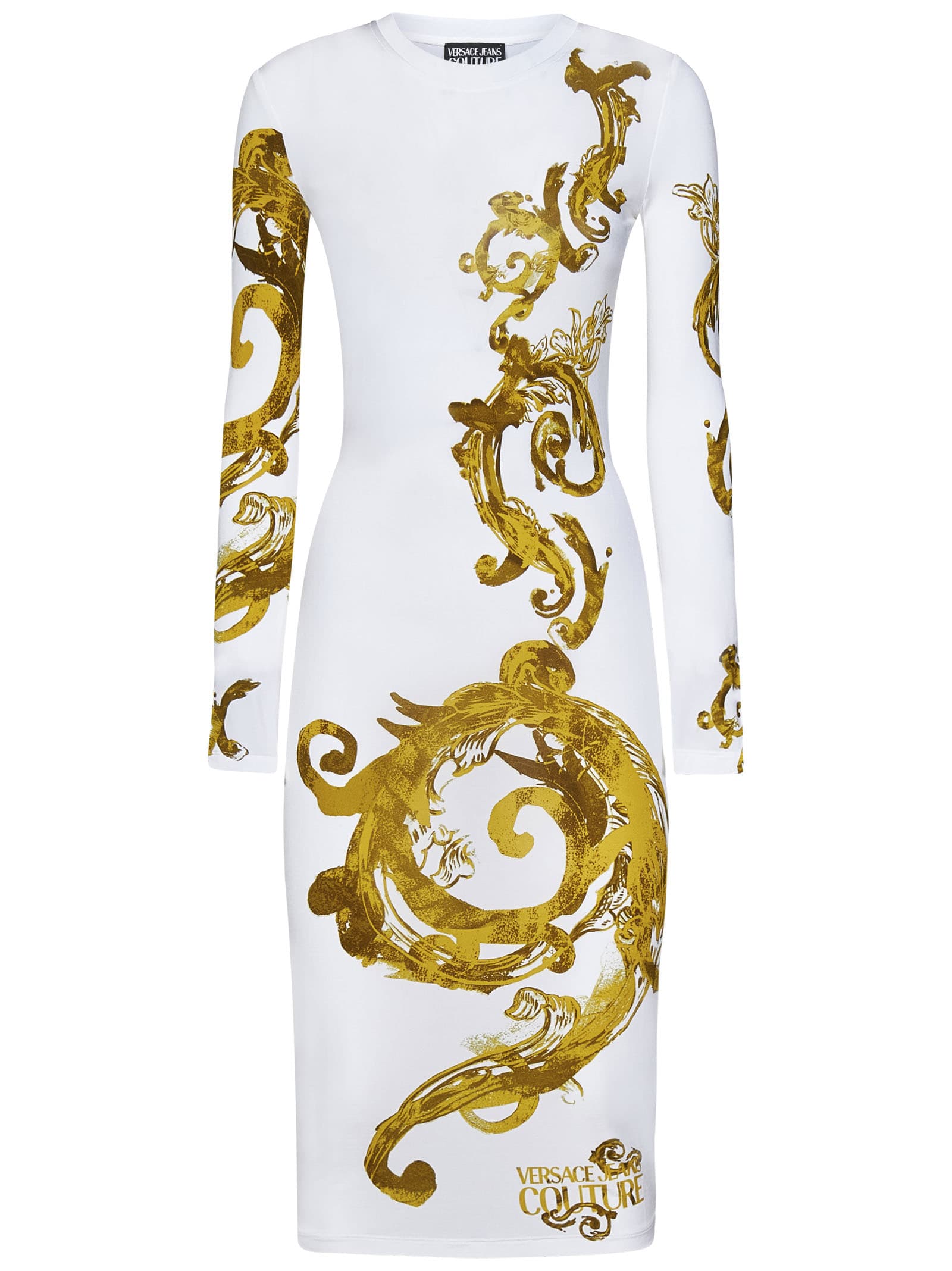 VERSACE JEANS COUTURE WATERCOLOUR COUTURE MIDI DRESS