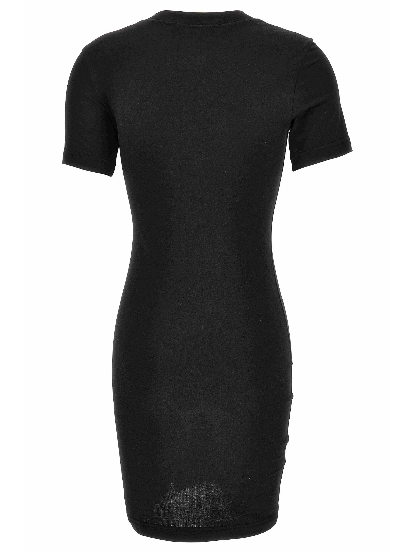 Versace Jeans Couture Cotton Blend Logo Jersey Tee Dress In Black