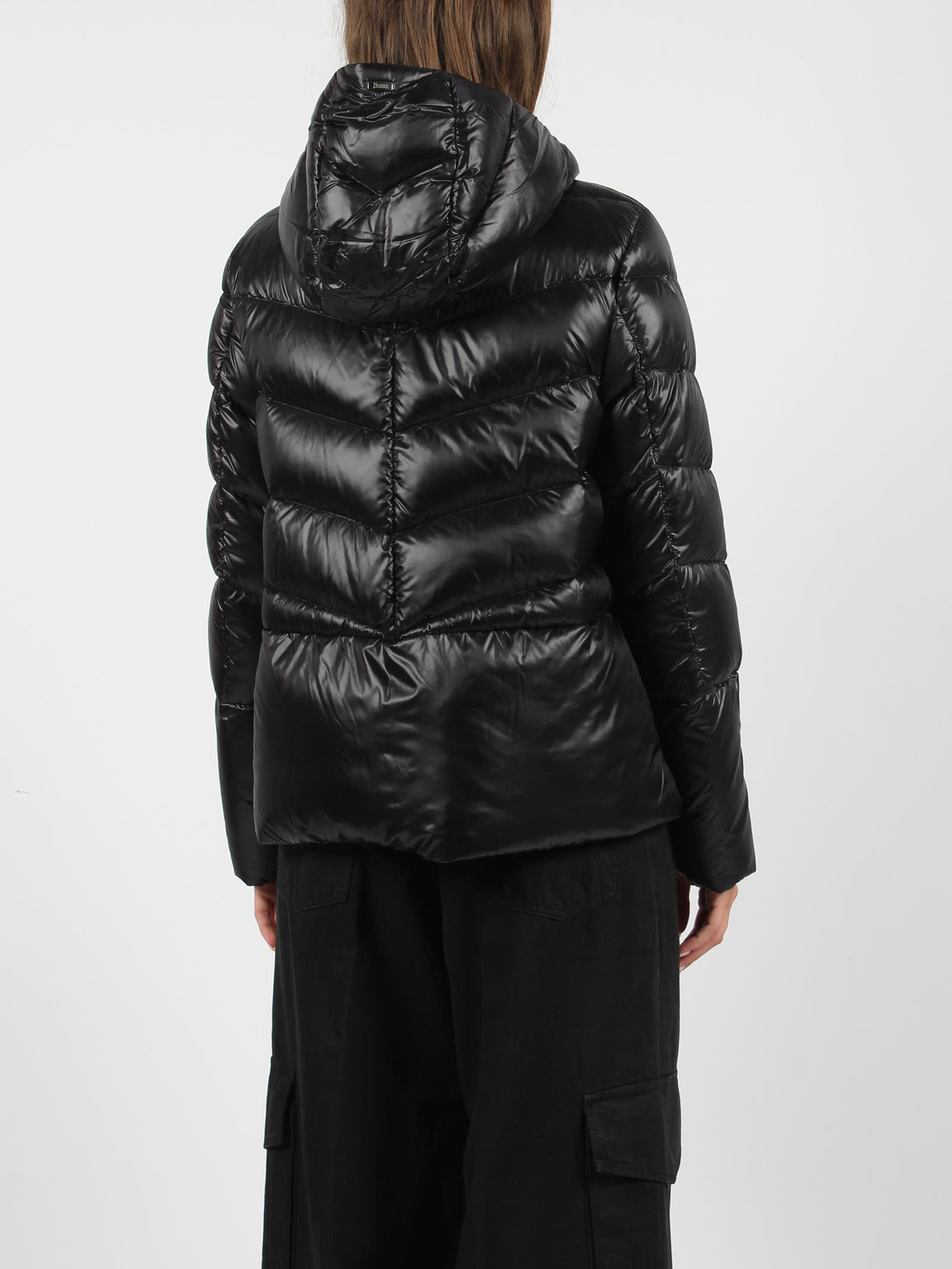 Shop Herno Nylon Short Down Jacket In Black