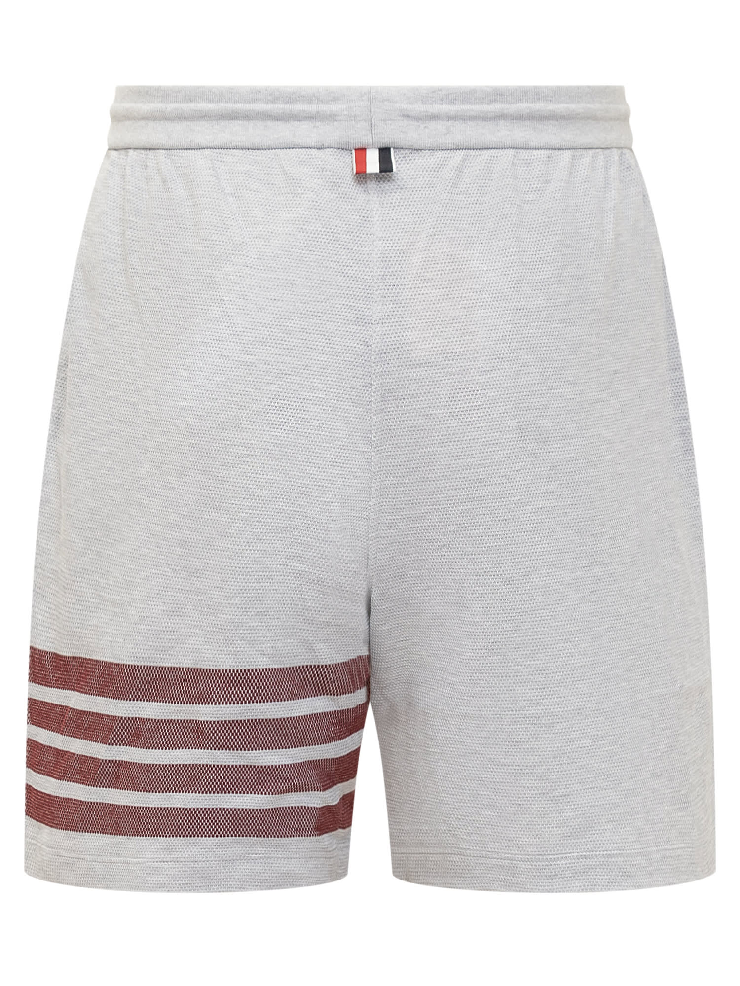 Shop Thom Browne Mid Thigh Shorts In Pale Grey