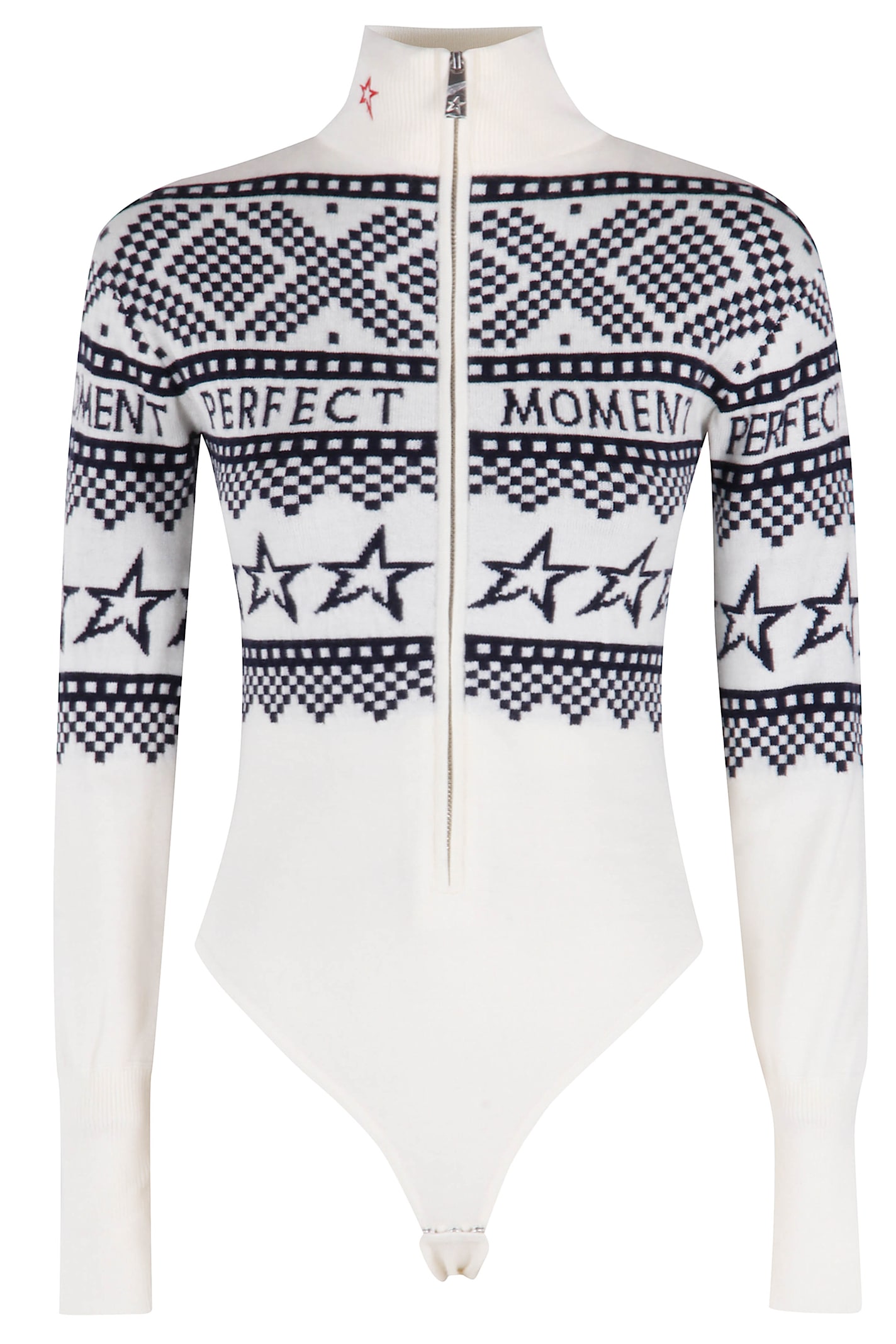 Perfect Moment Intarsia-knit Merino Wool Bodysuit Xl In Gray