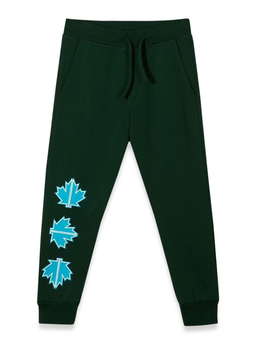 Shop Dsquared2 Plush Pants Leaf Logo On Front Leg In Green