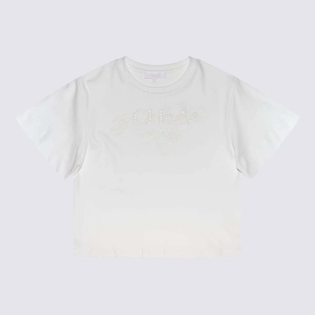 Chloé Kids' White Cotton T-shirt In Beige