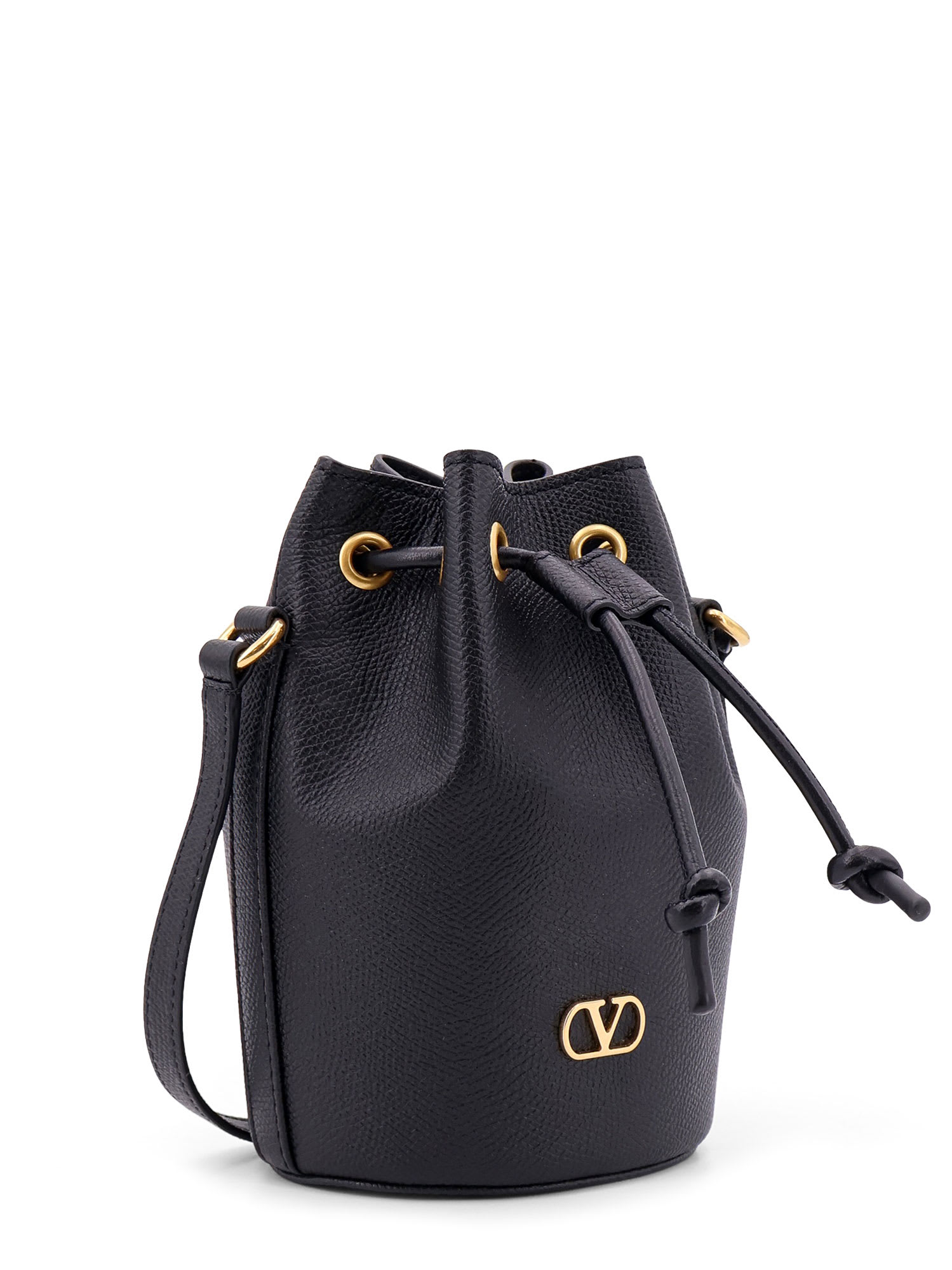 Valentino Garavani Vlogo Signature Mini Leather Bucket Bag In Black