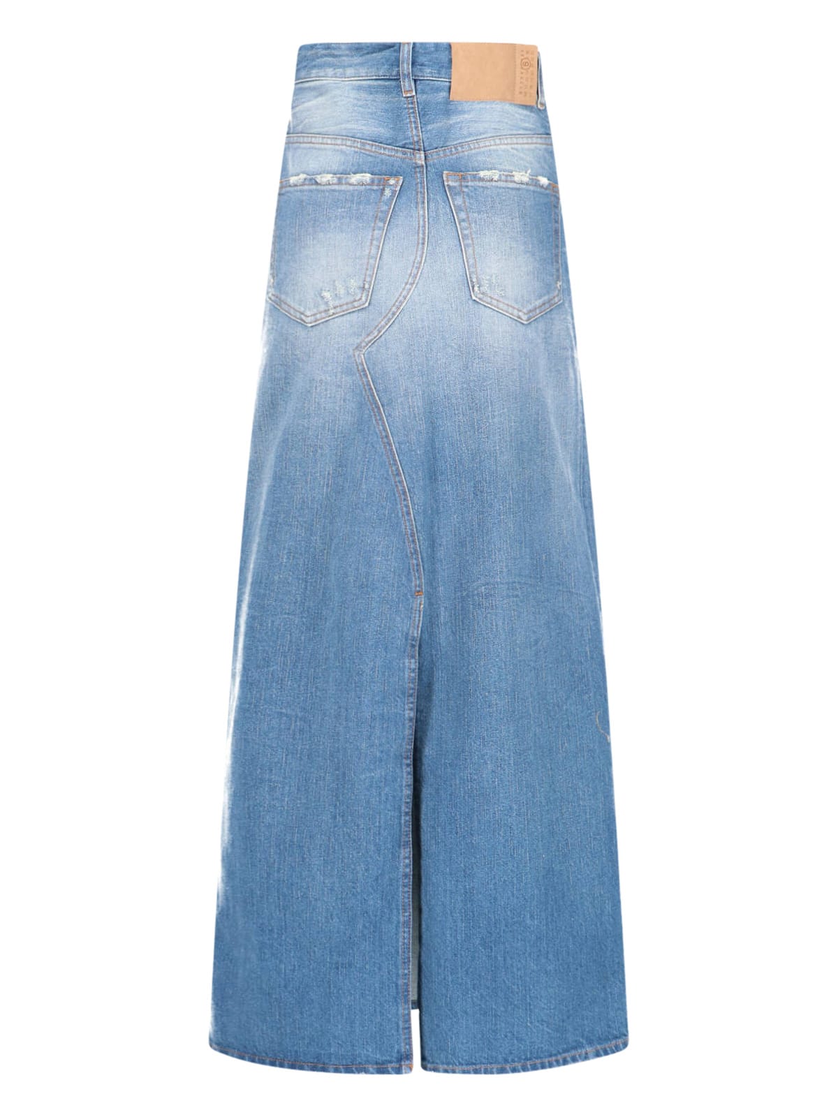 Mm6 Maison Margiela Blue Denim Twisted Maxi Skirt In Blue