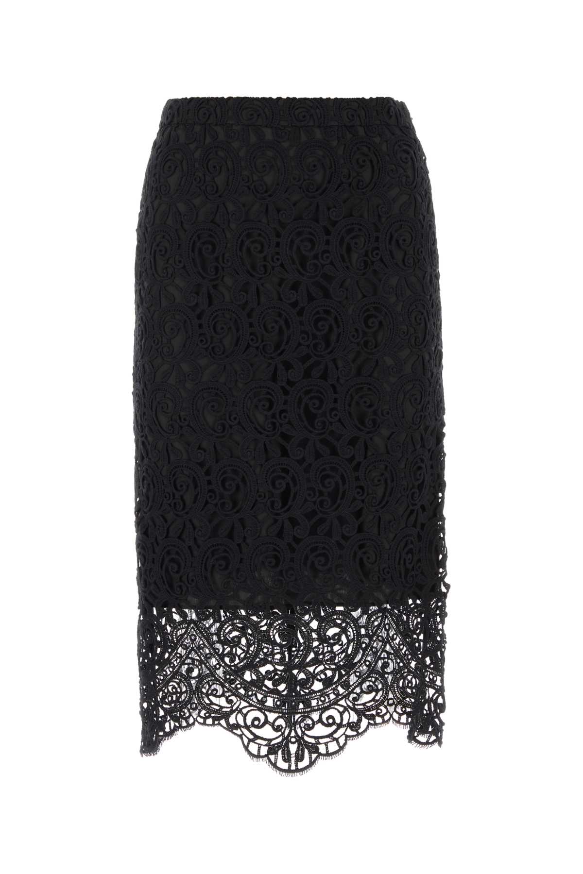 Shop Burberry Black Macrame Lace Skirt