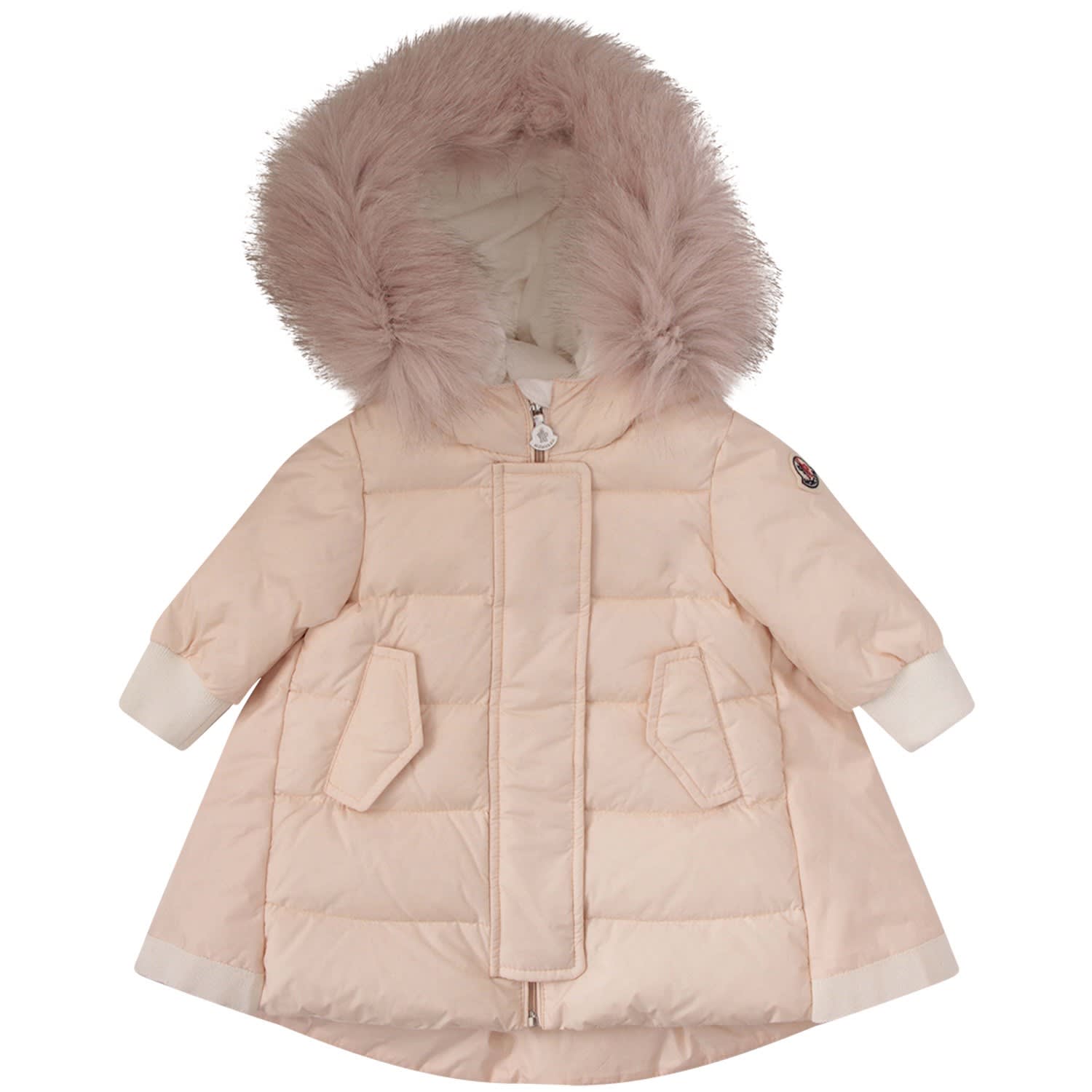MONCLER PINK JACKET WITH ICONIC LOGO,10957550